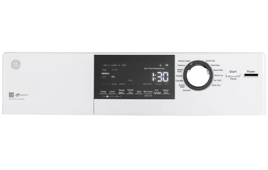 GE White Vented Electric Dryer with Stainless Steel Drum (4.1 Cu.Ft.) - GFD14JSINWW - Image 3