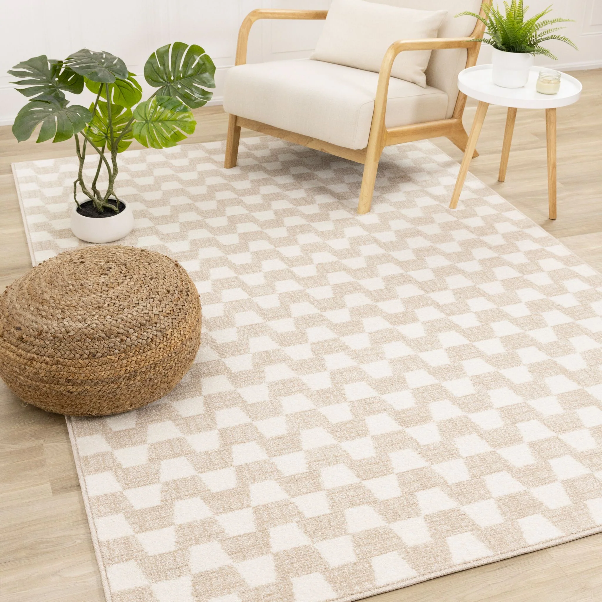 Gentle Wave 6'7"" x 9'10" Wavy Line Area Rug - Beige, Cream - Image 3