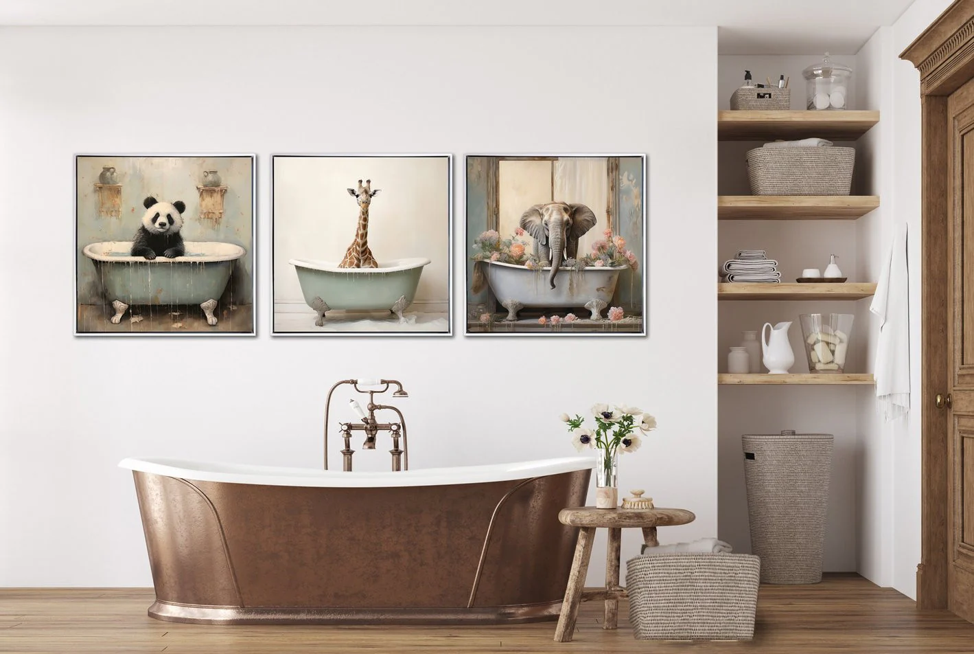 Giraffe Spa Wall Art - Brown/Beige - 24 X 24 - Image 2
