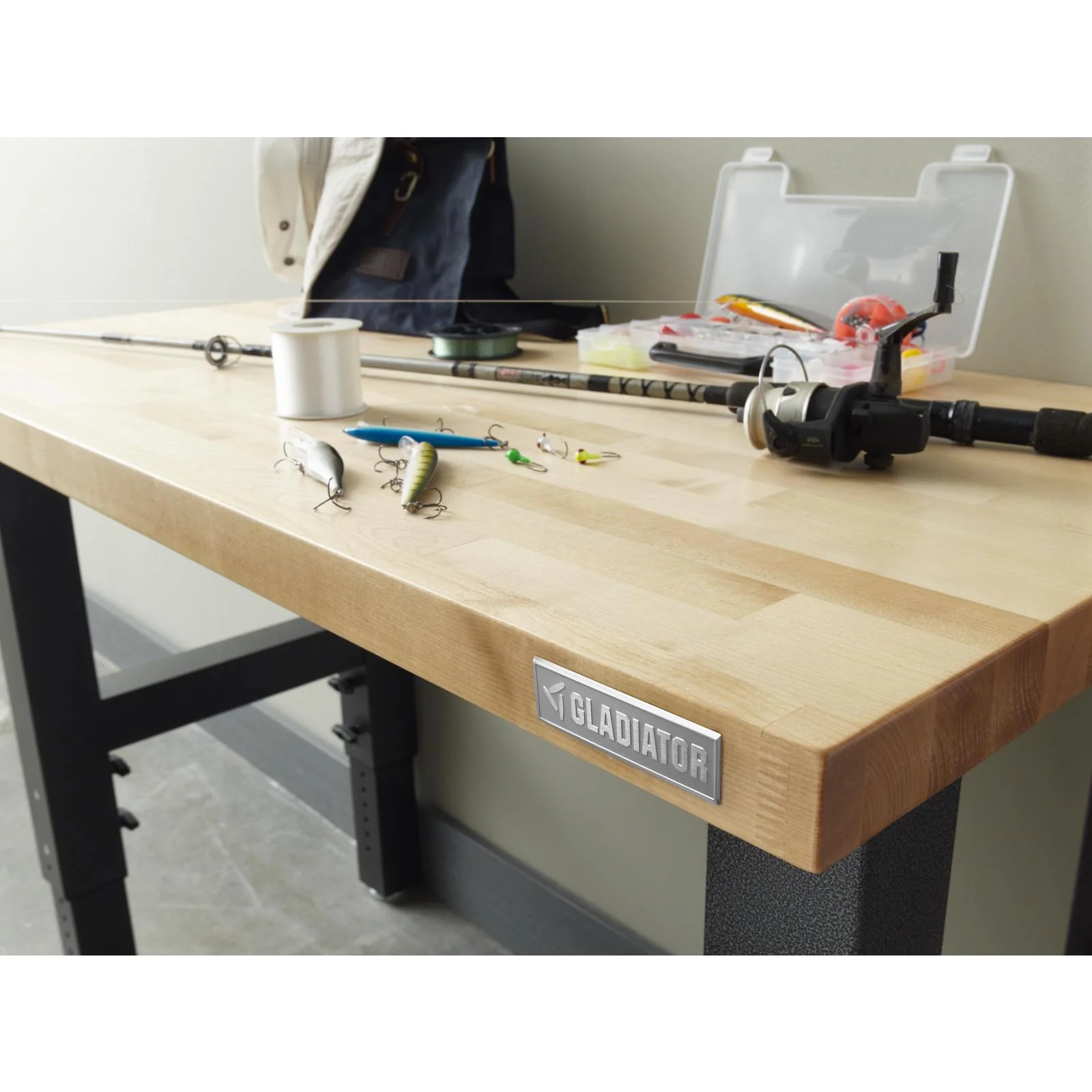 Gladiator Hammered Granite 4' Adjustable Height Hardwood Workbench - GAWB04HWEG - Image 6