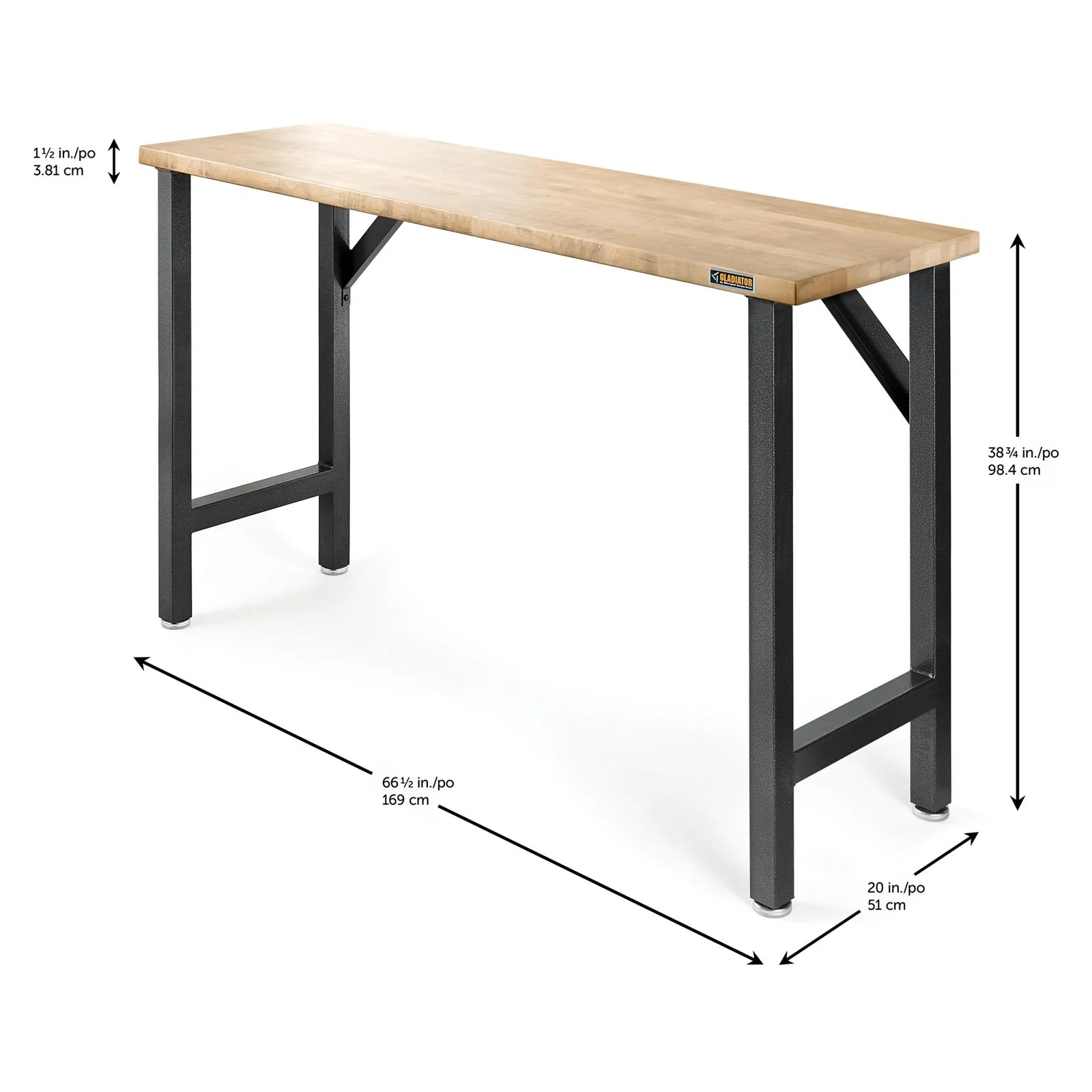 Gladiator Hammered Granite 66-1/2 Wide Hardwood Modular Workbench - GAWB66HWGG - Image 2