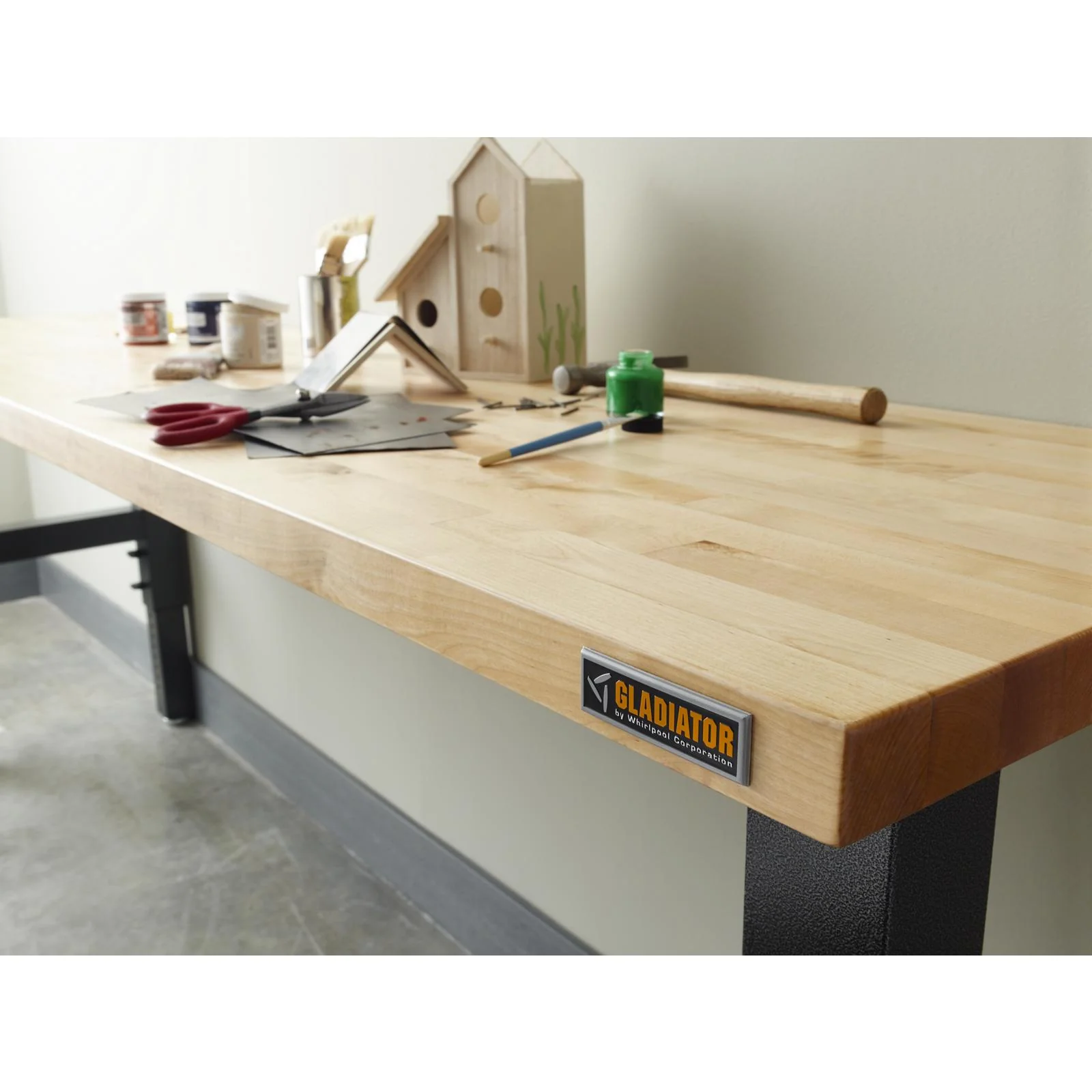 Gladiator Hammered Granite 8' Wide Adjustable Height Hardwood Workbench - GAWB08HWEG - Image 6