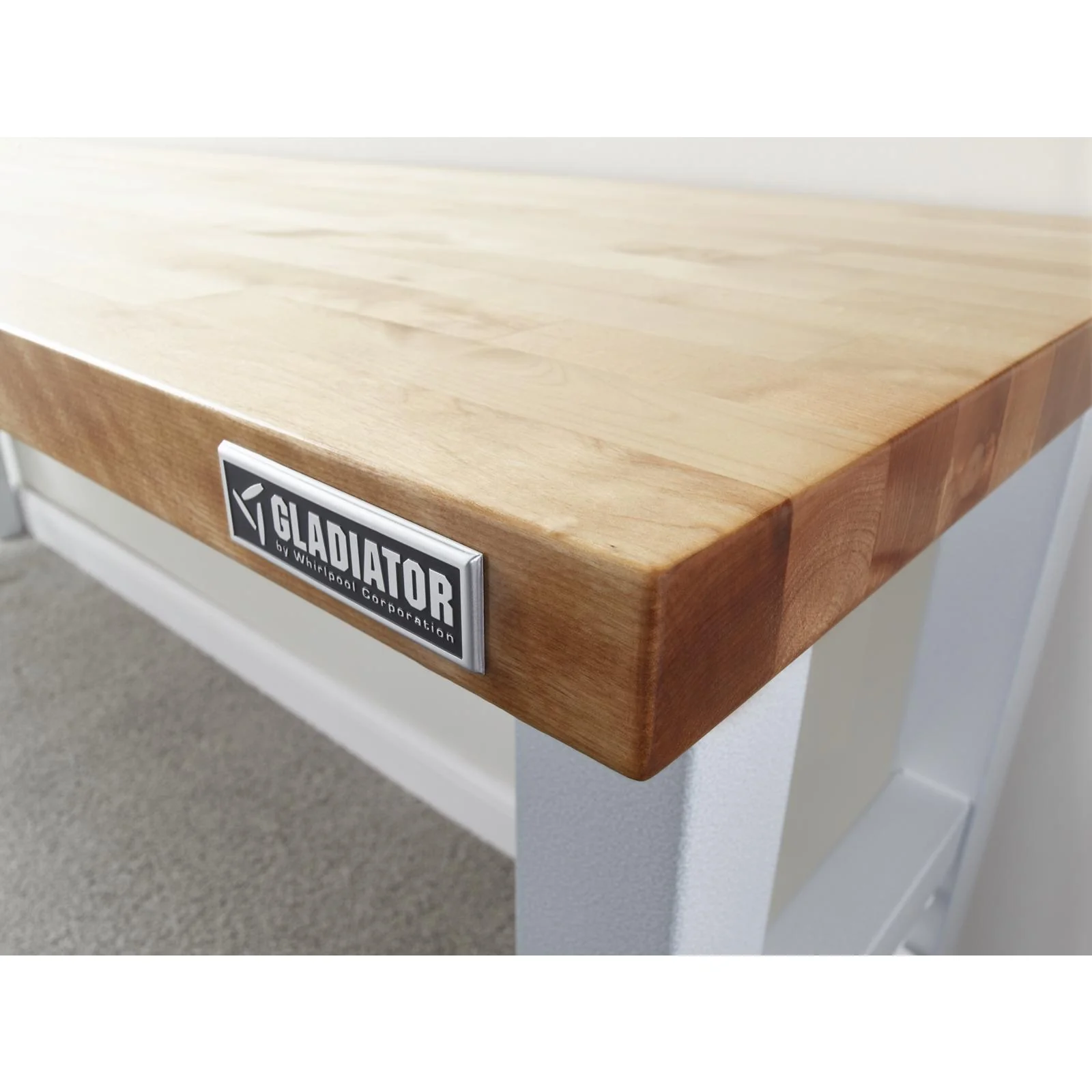 Gladiator Hammered White 6' Adjustable Height Hardwood Workbench - GAWB06HWGW - Image 8