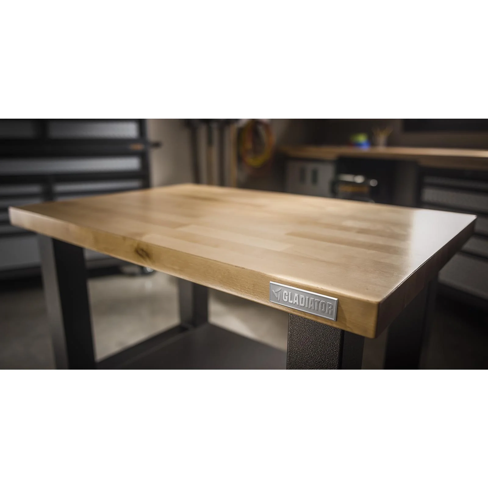 Gladiator Hammered White 8' Adjustable Height Hardwood Workbench - GAWB08HWGW - Image 5