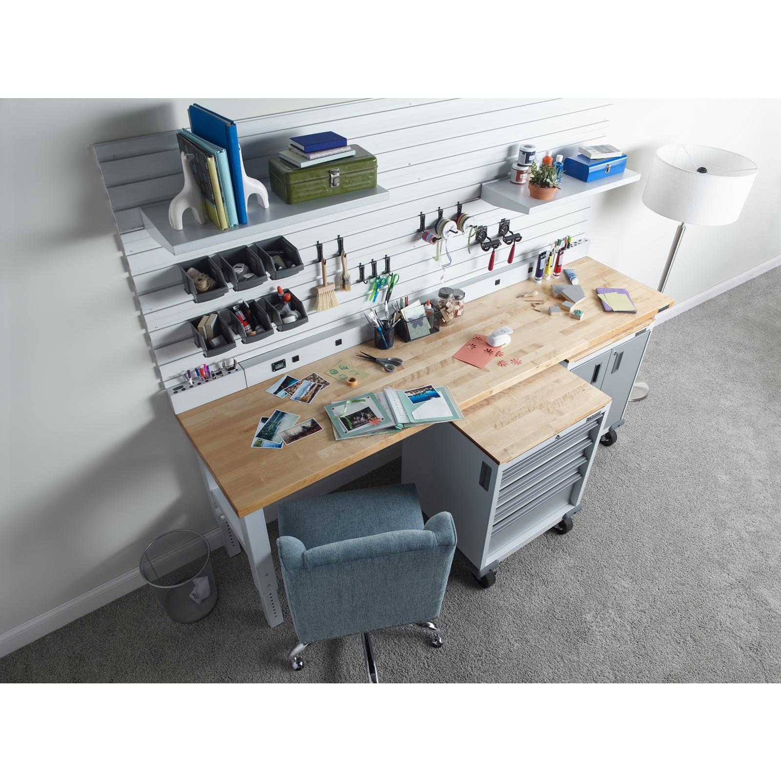 Gladiator Hammered White 8' Adjustable Height Hardwood Workbench - GAWB08HWGW - Image 6