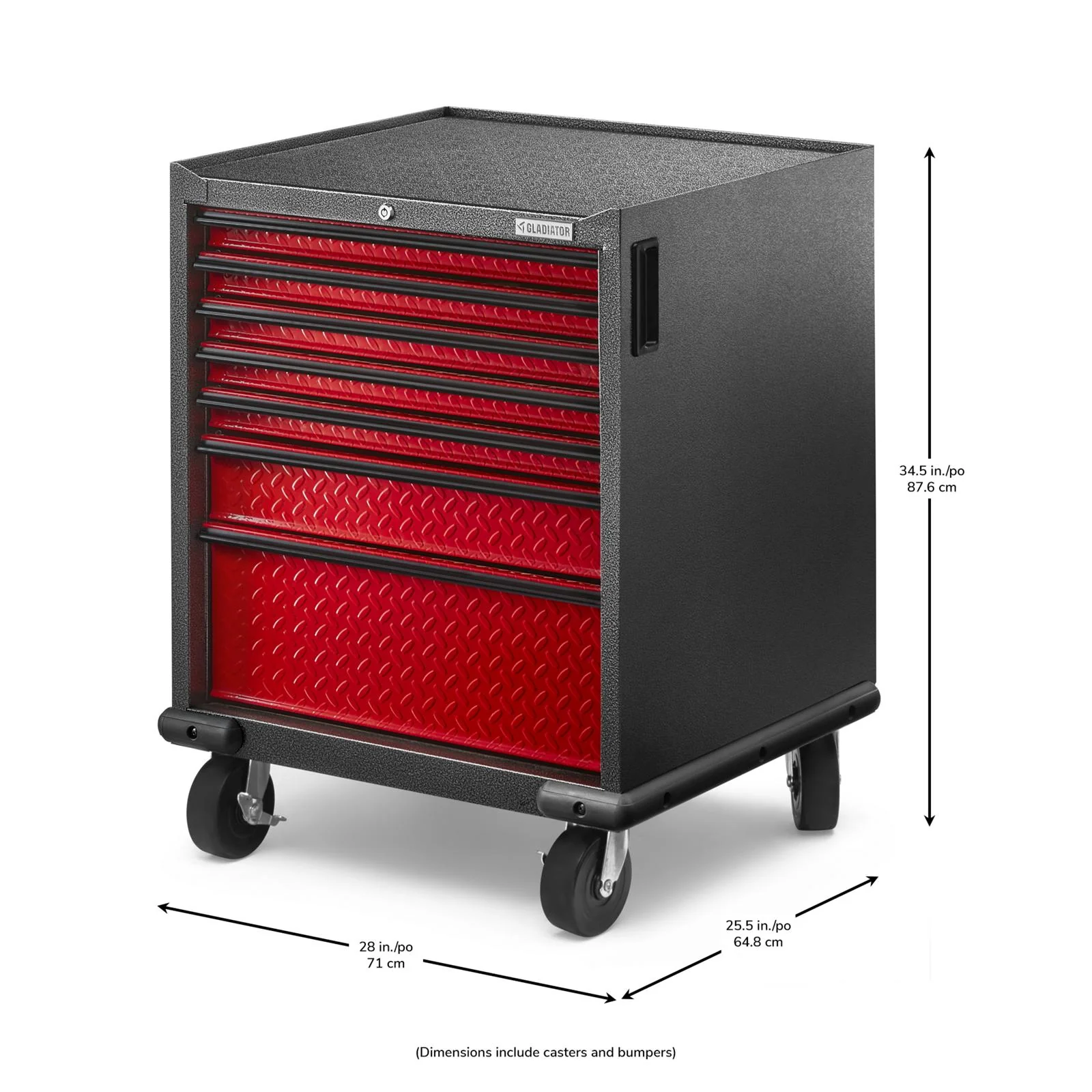Gladiator Red Tread Premier Pre-Assembled 7 Drawer Modular Tool Storage Cabinet - GAGD277DKR - Image 2