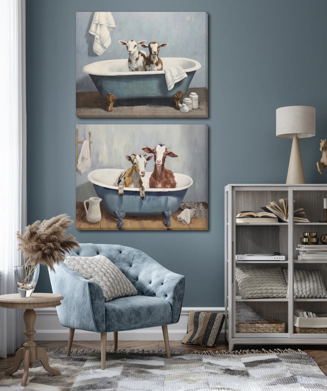 Goat Soak I Wall Art - Blue/Brown - 24 X 30 - Image 2
