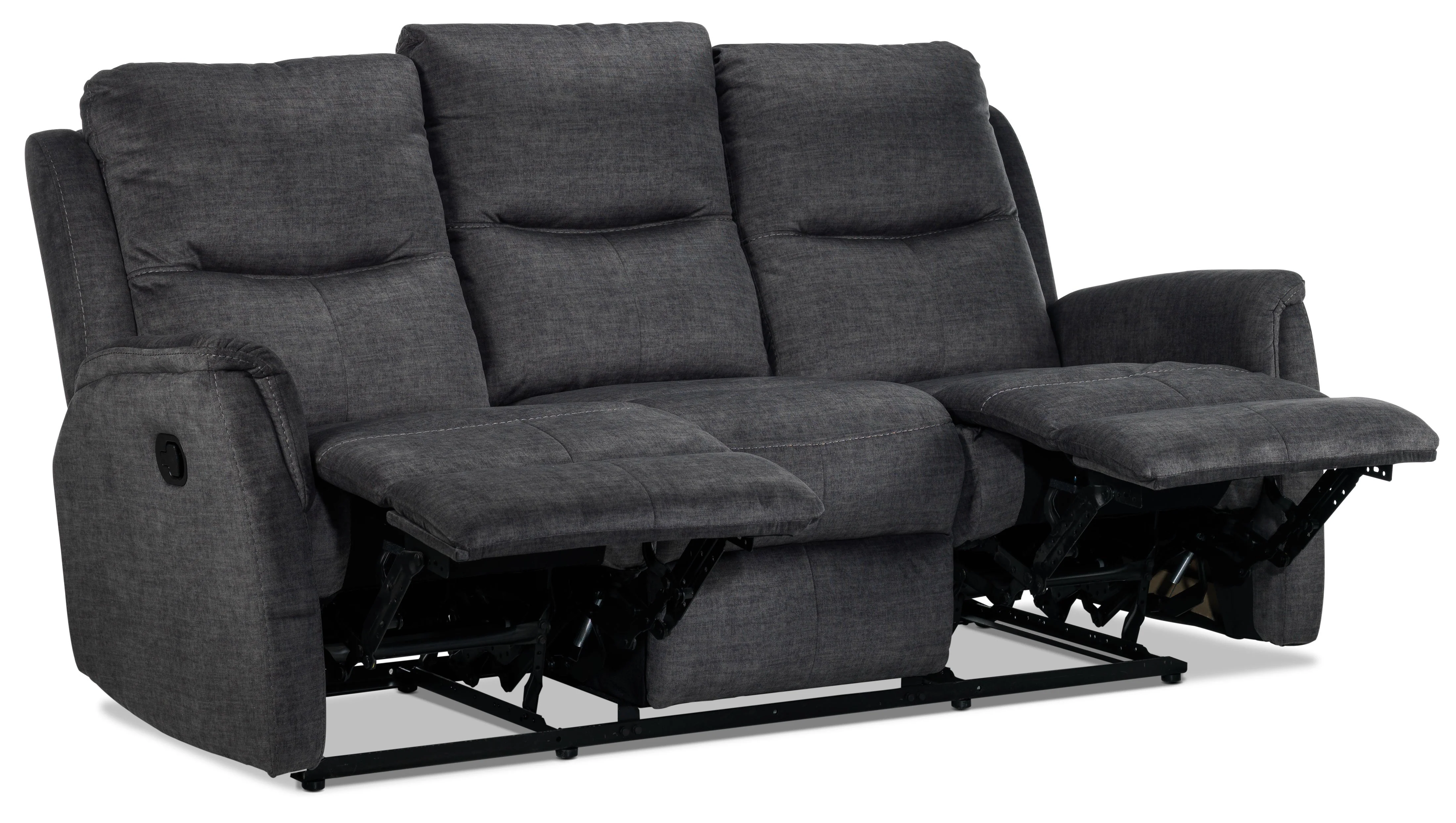 Grayson Reclining Sofa, Reclining Loveseat and Recliner Set - Charcoal - Image 2