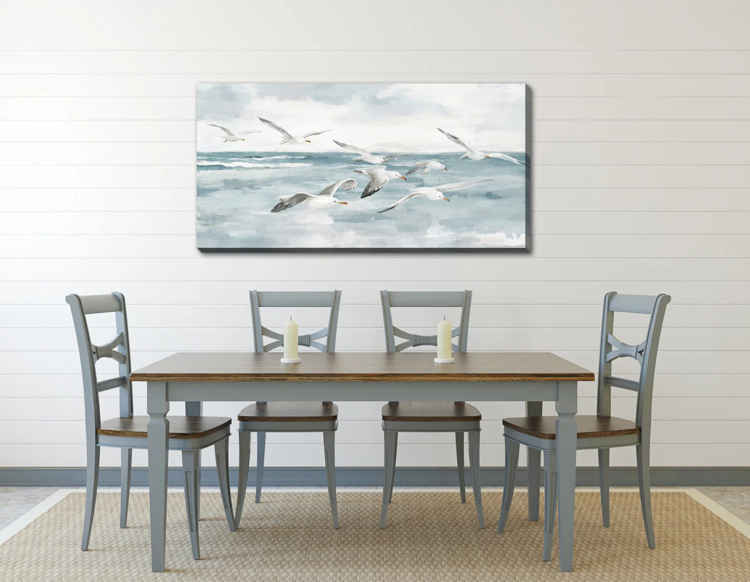 Gull's Passage Wall Art - Blue/White - 28 X 56 - Image 2