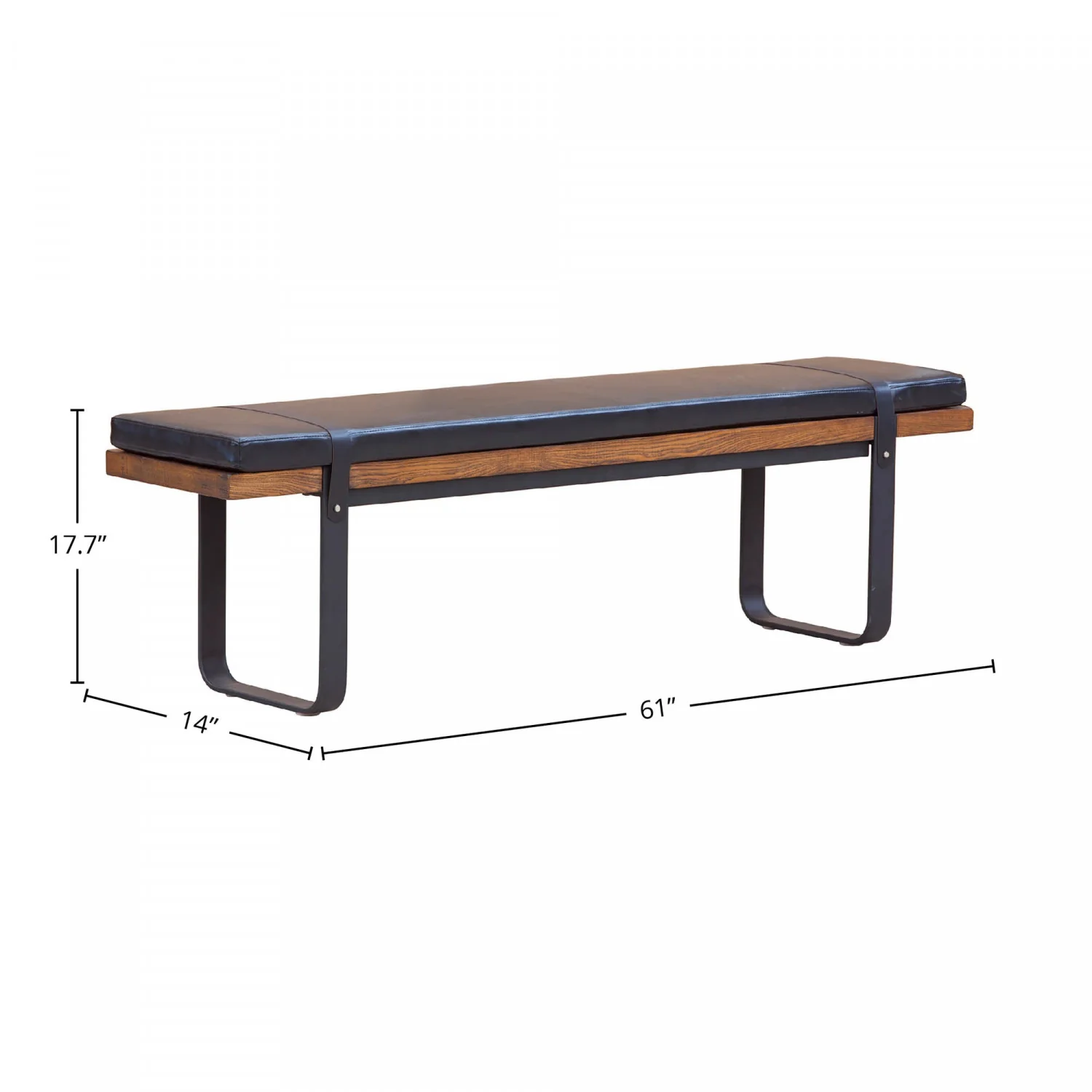 Haldra Upholstered Bench - Black/Brown - Image 3