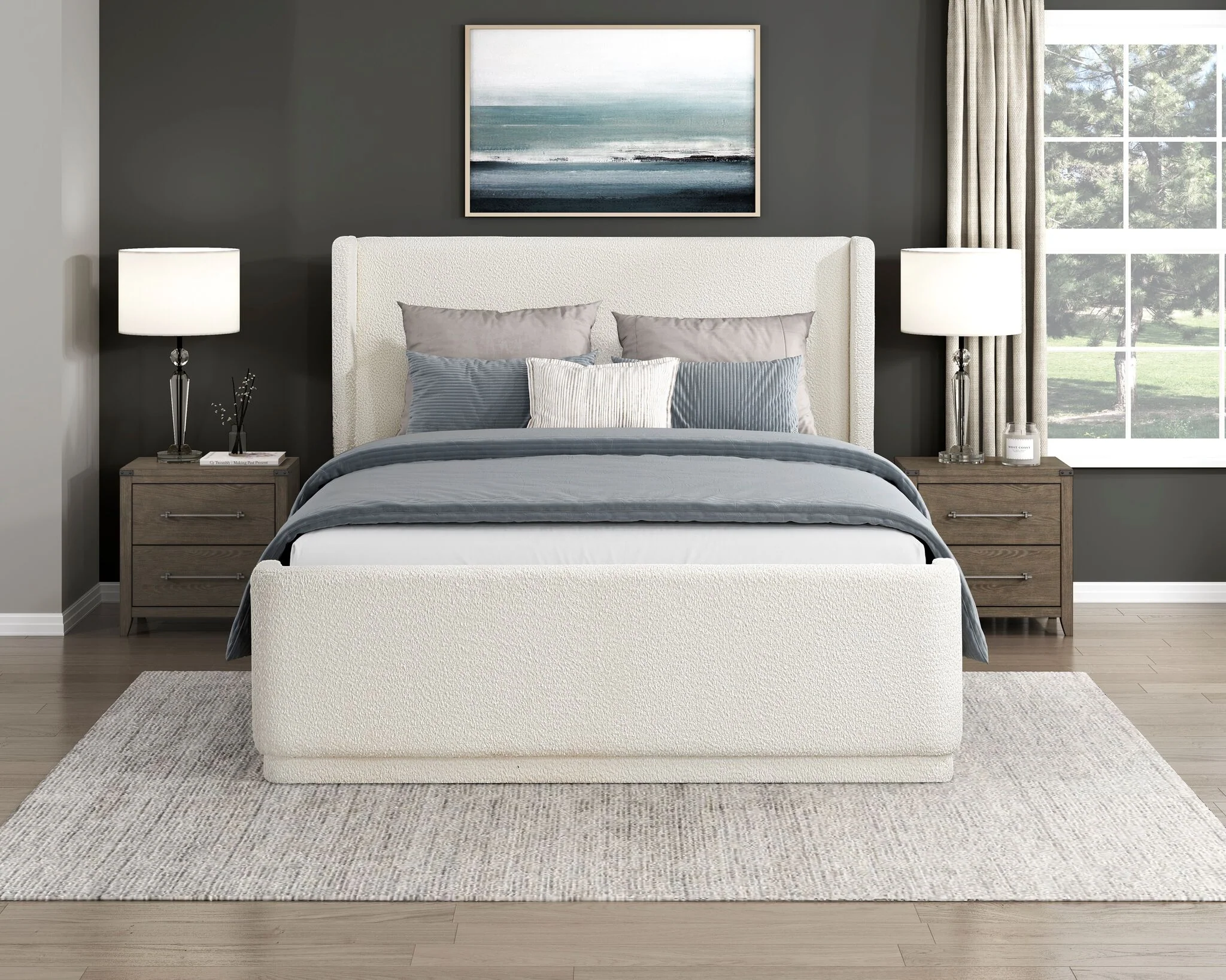 In Full Bloom - Hallie 3-Piece Full Upholstered Bed - Beige - Image 2