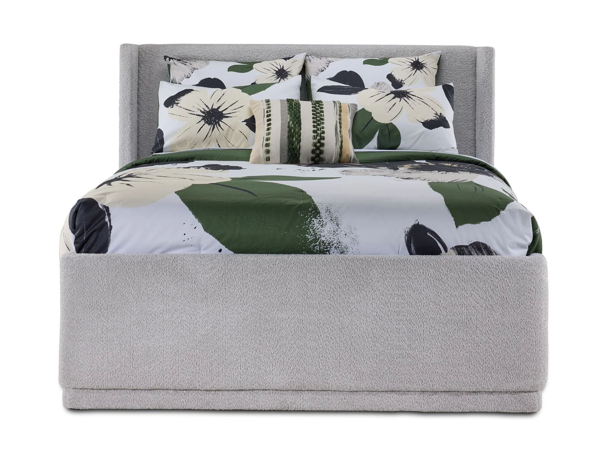 In Full Bloom - Hallie 3-Piece Full Upholstered Bed - Light Grey - Image 4