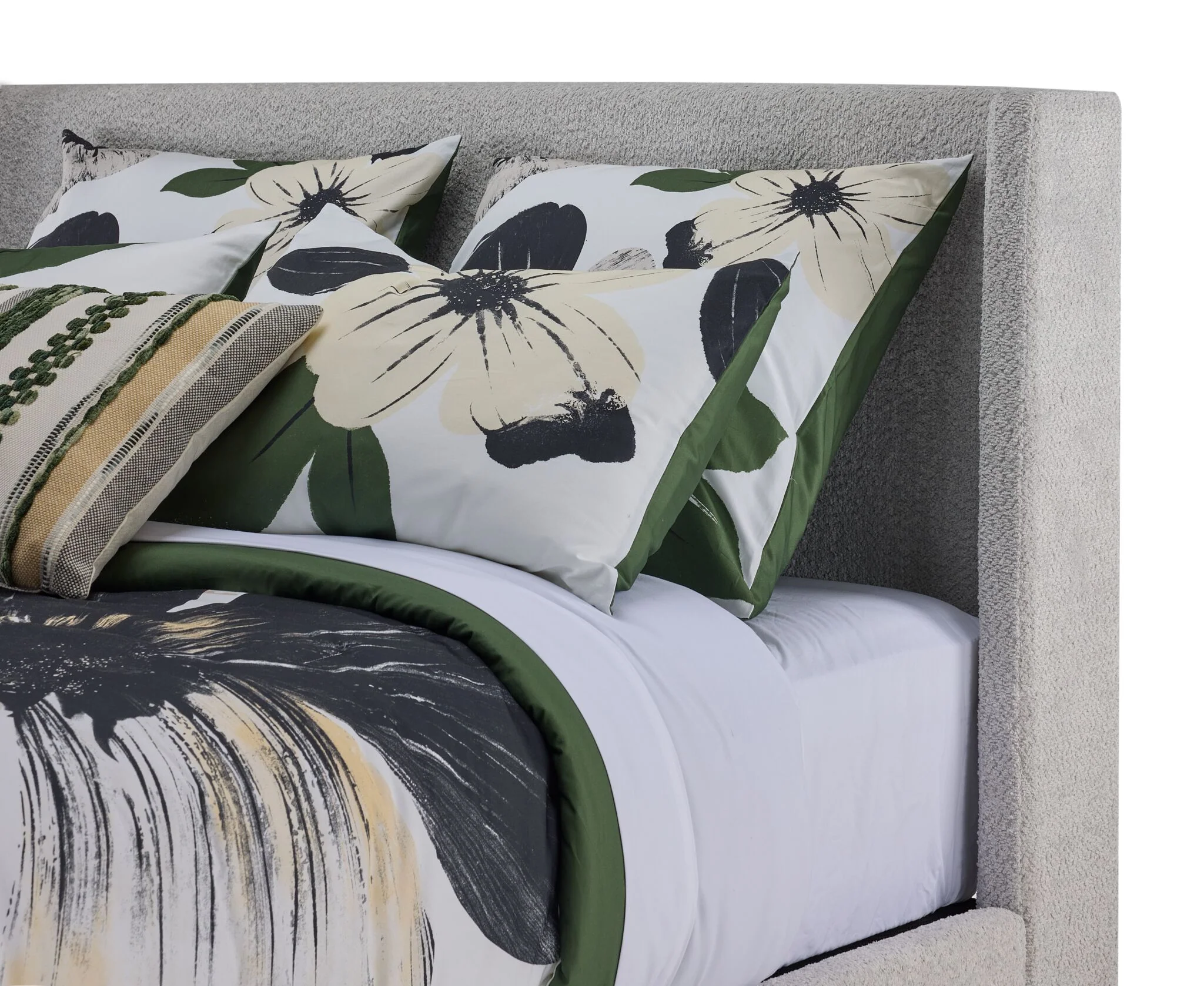 In Full Bloom - Hallie 3-Piece Full Upholstered Bed - Light Grey - Image 7