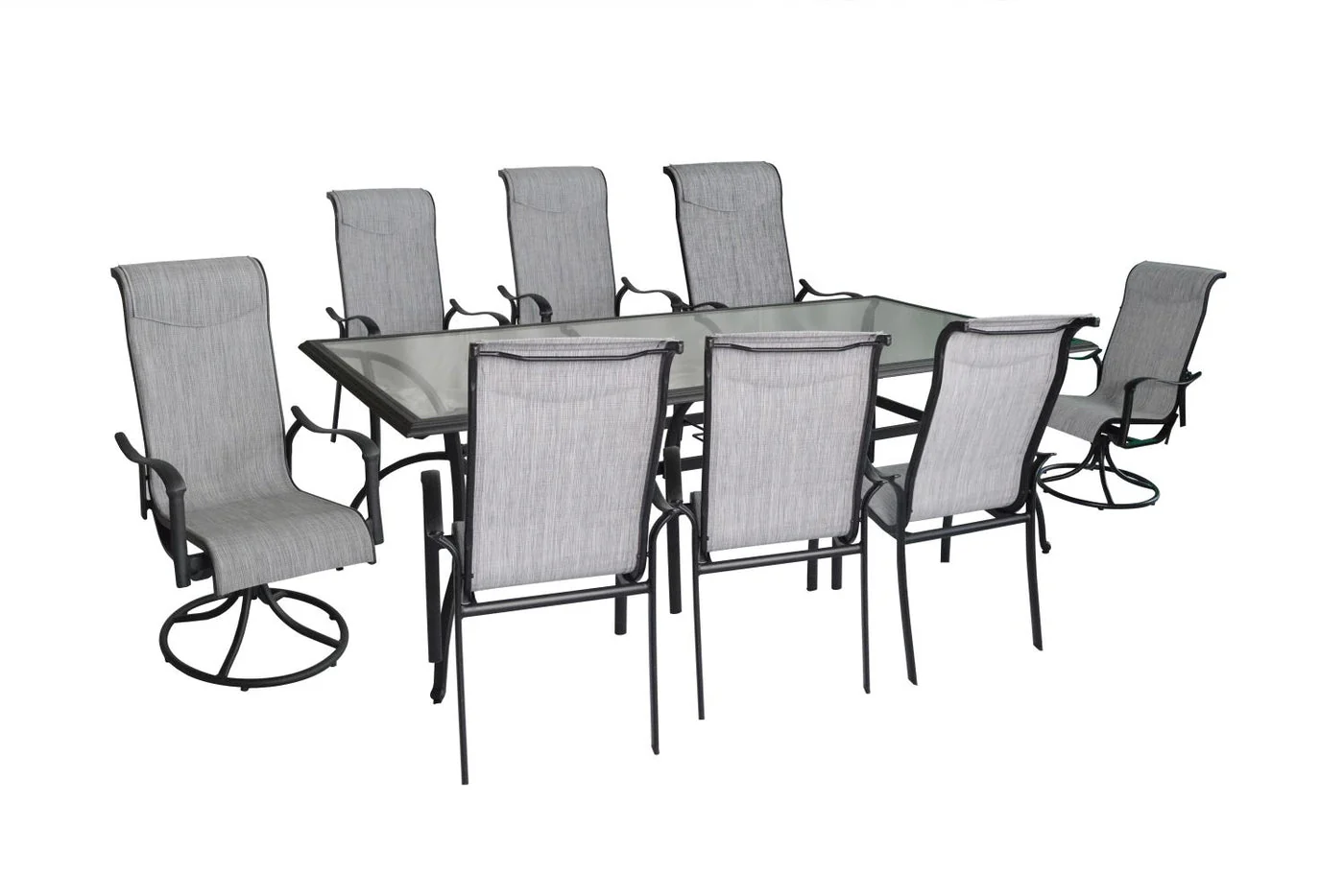 Hanlan 84" Outdoor Dining Table - Charcoal/Glass - Image 3