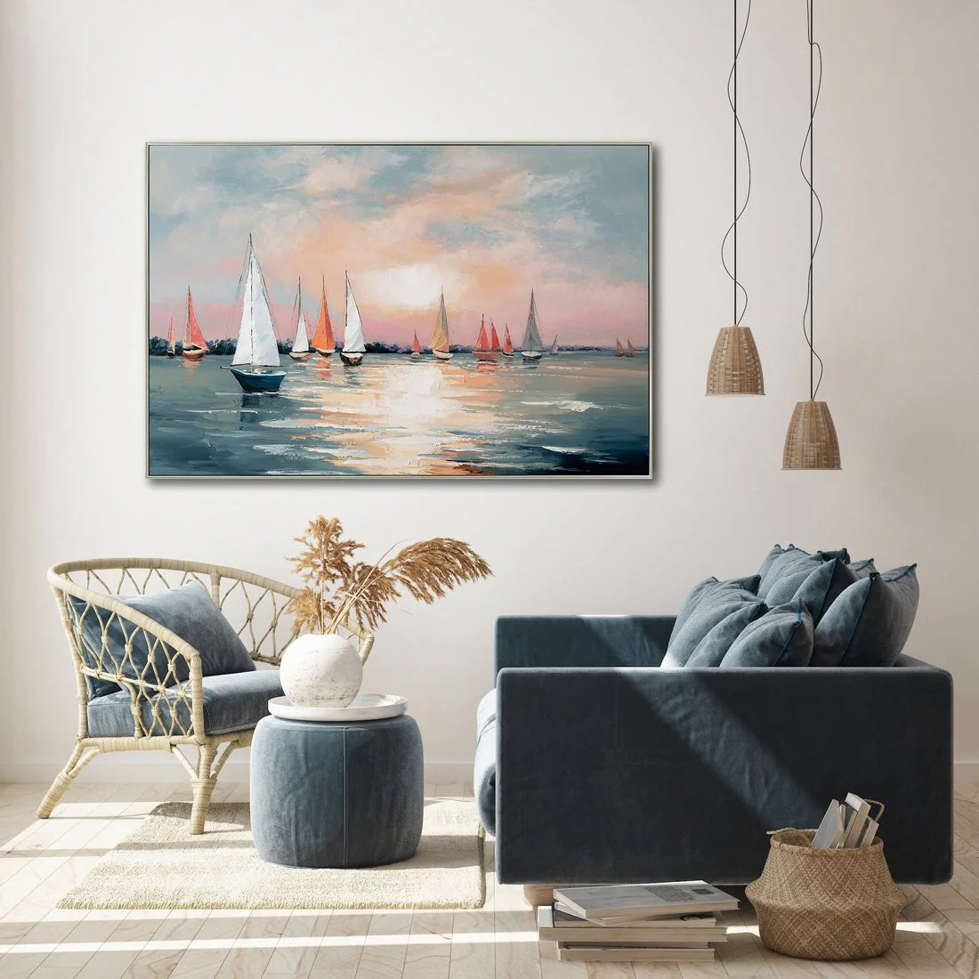 Harbour Glow Wall Art - Blue - 32 X 48 - Image 2