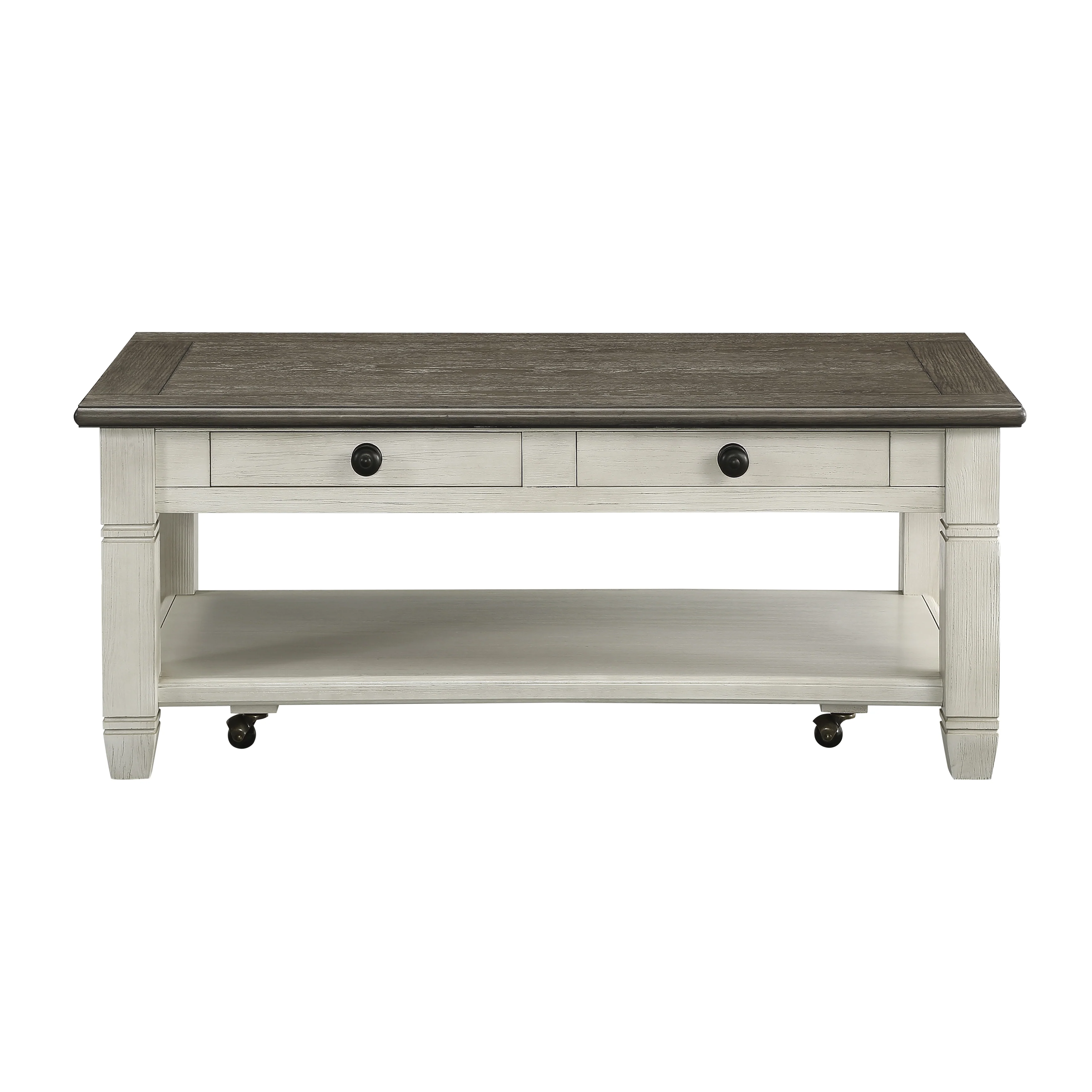 Harold 48" Coffee Table - Antique White and Brown - Image 2
