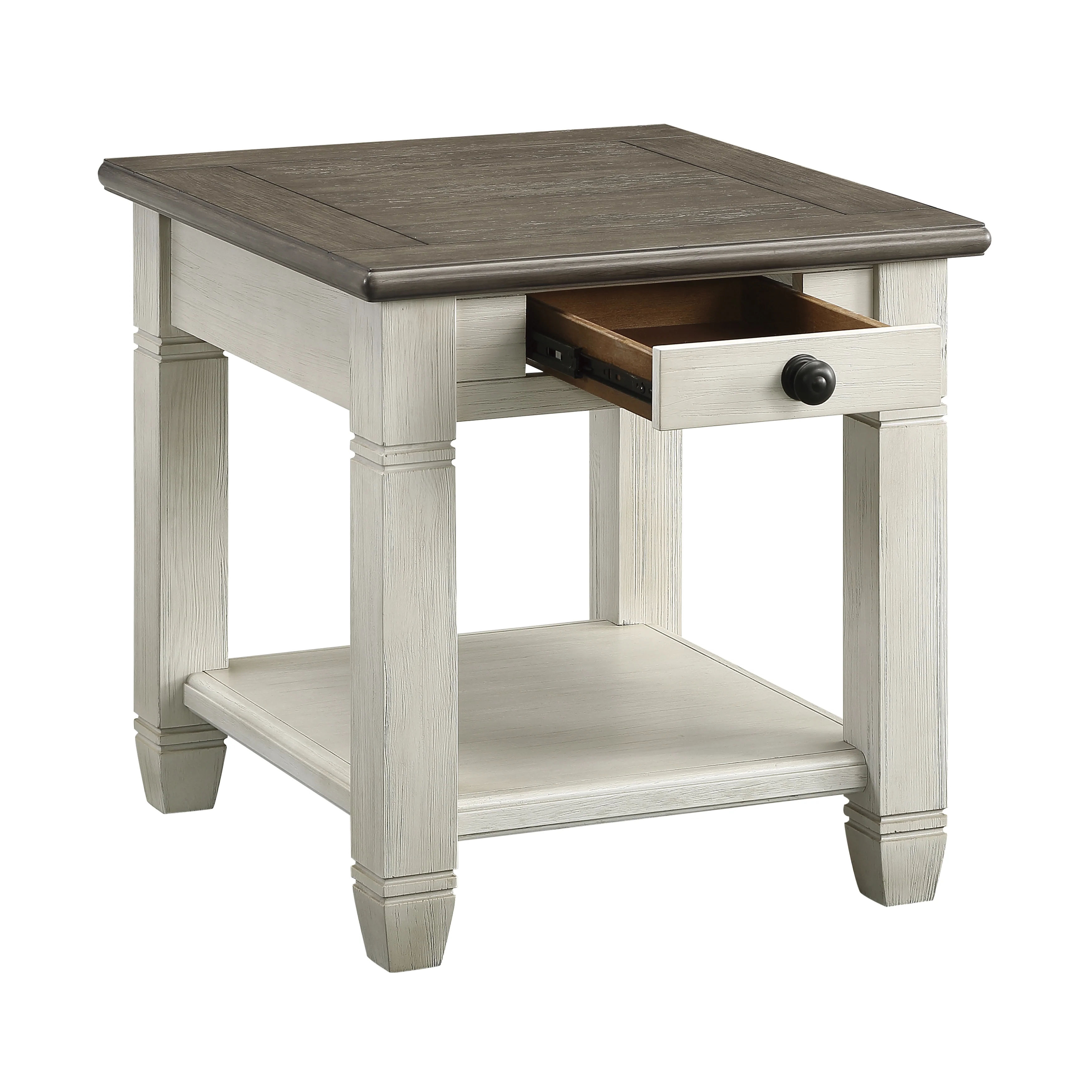Harold 24" End Table - Antique White and Brown - Image 3