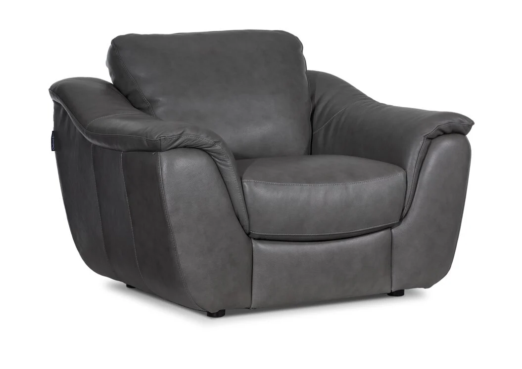 Harris Leather Sofa and Chair Set - Grey - Image 4