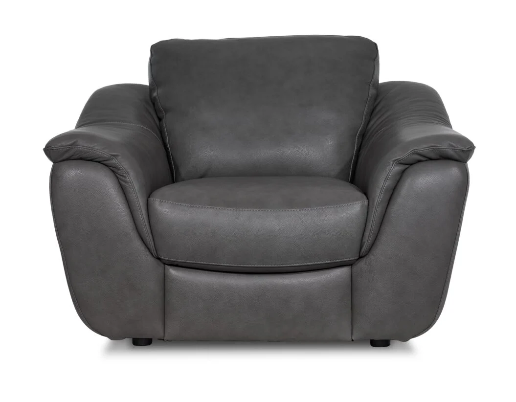 Harris Leather Sofa and Chair Set - Grey - Image 5