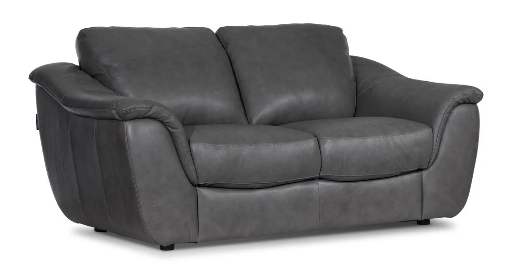 Harris Leather Sofa and Loveseat Set - Grey - Image 4