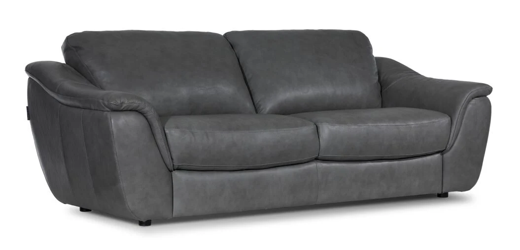 Harris Leather Sofa, Loveseat and Chair Set - Grey - Image 2