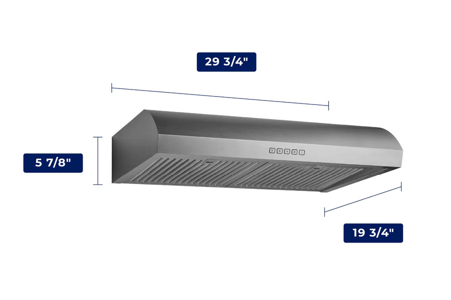 Hauslane Chef Series Black 30" 400 CFM Under Cabinet Range Hood - UC-B018BLK-30 - Image 3