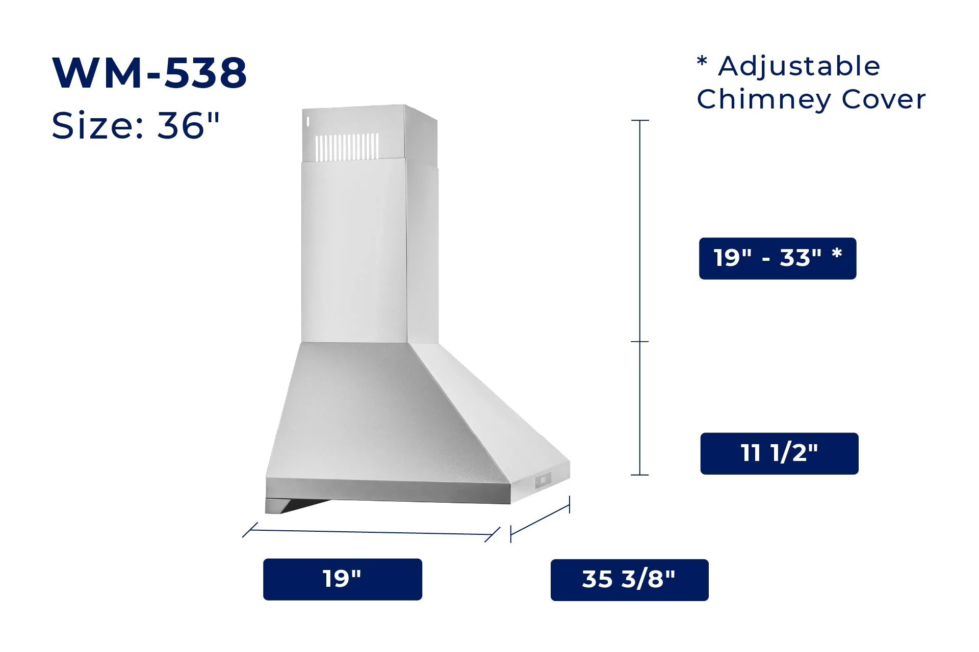 Hauslane Chef Series Matte White 30" 860 CFM Wall Mount Range Hood - WM-538WHT-30 - Image 2