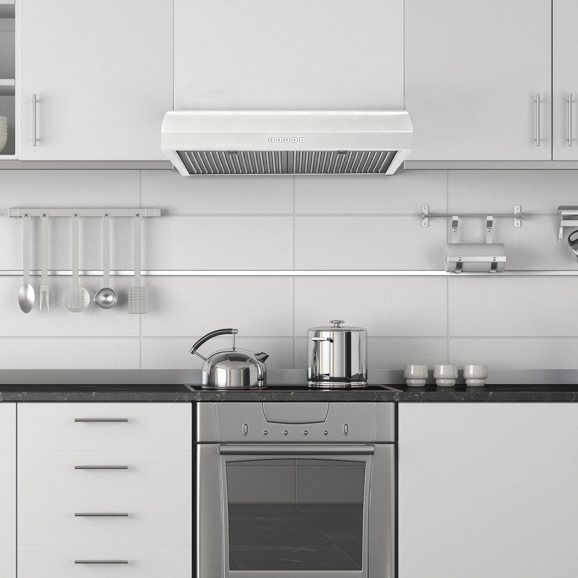 Hauslane Chef Series White 30" 400 CFM Under Cabinet Range Hood - UC-B018WHT-30 - Image 2
