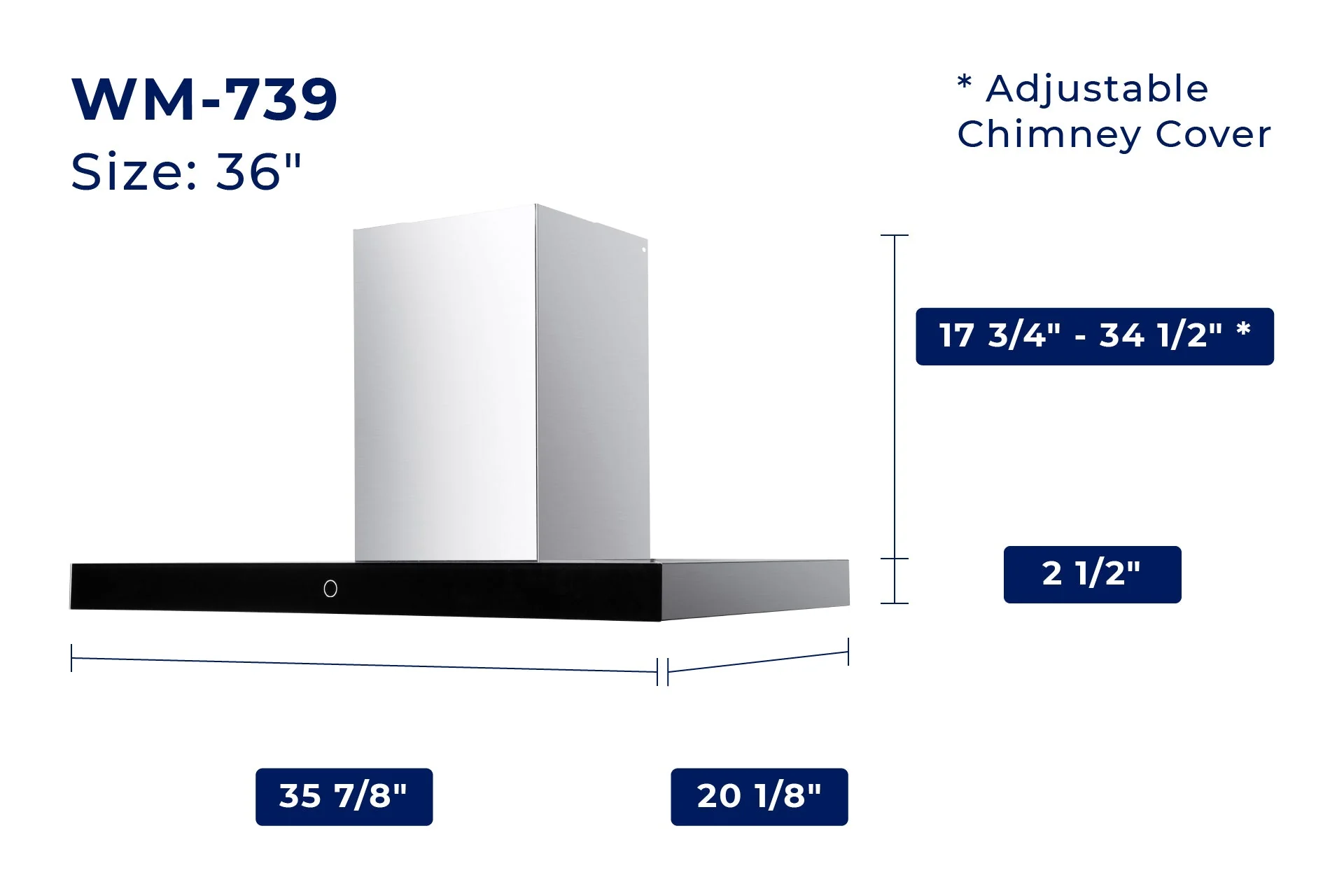 Hauslane Stainless Steel Chef 36" Wall-Mounted Range Hood - WM-739SS-36 - Image 10
