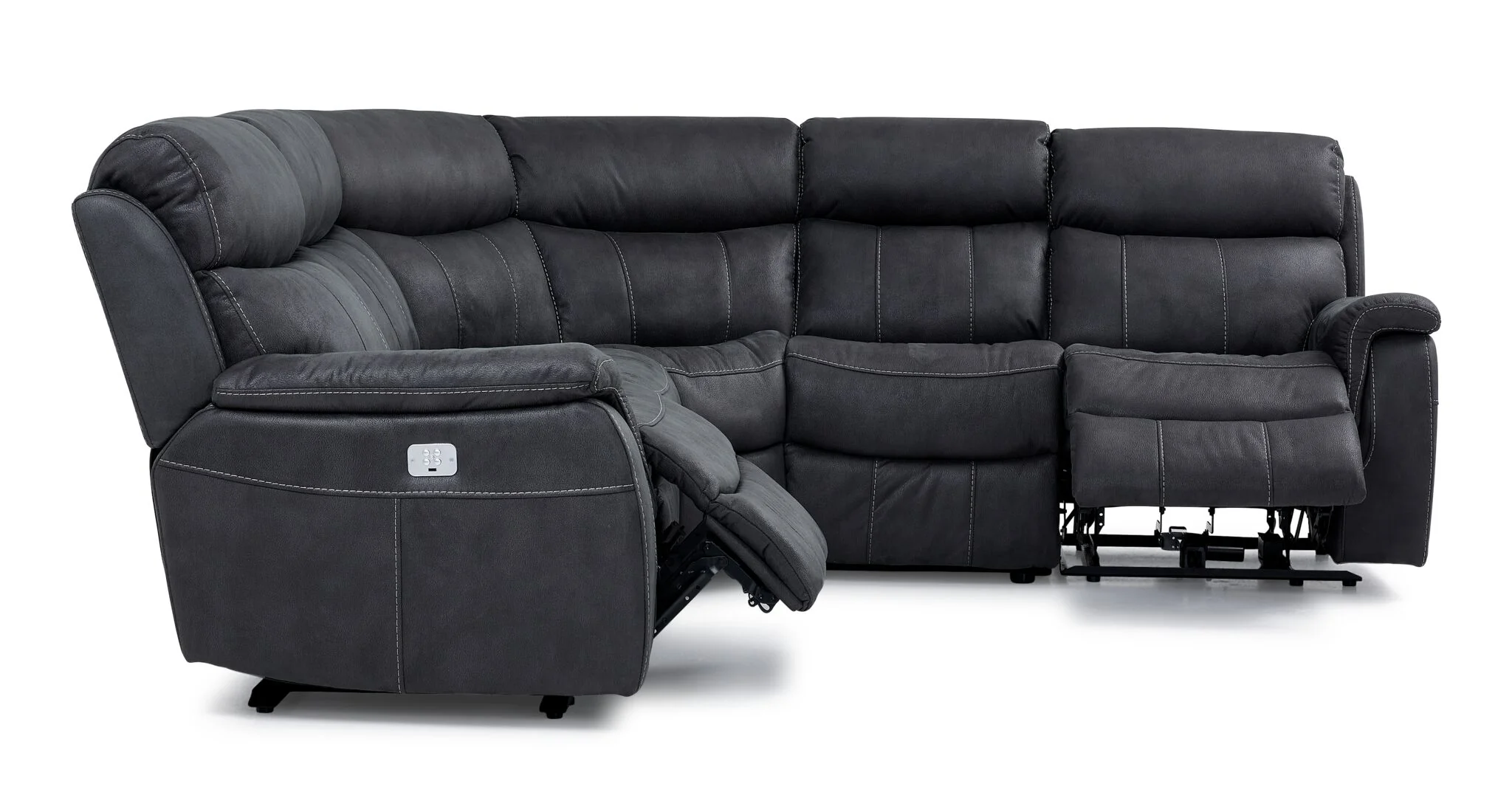 Haven 5-Piece Dual Power Reclining Sectional - Grey - Image 5