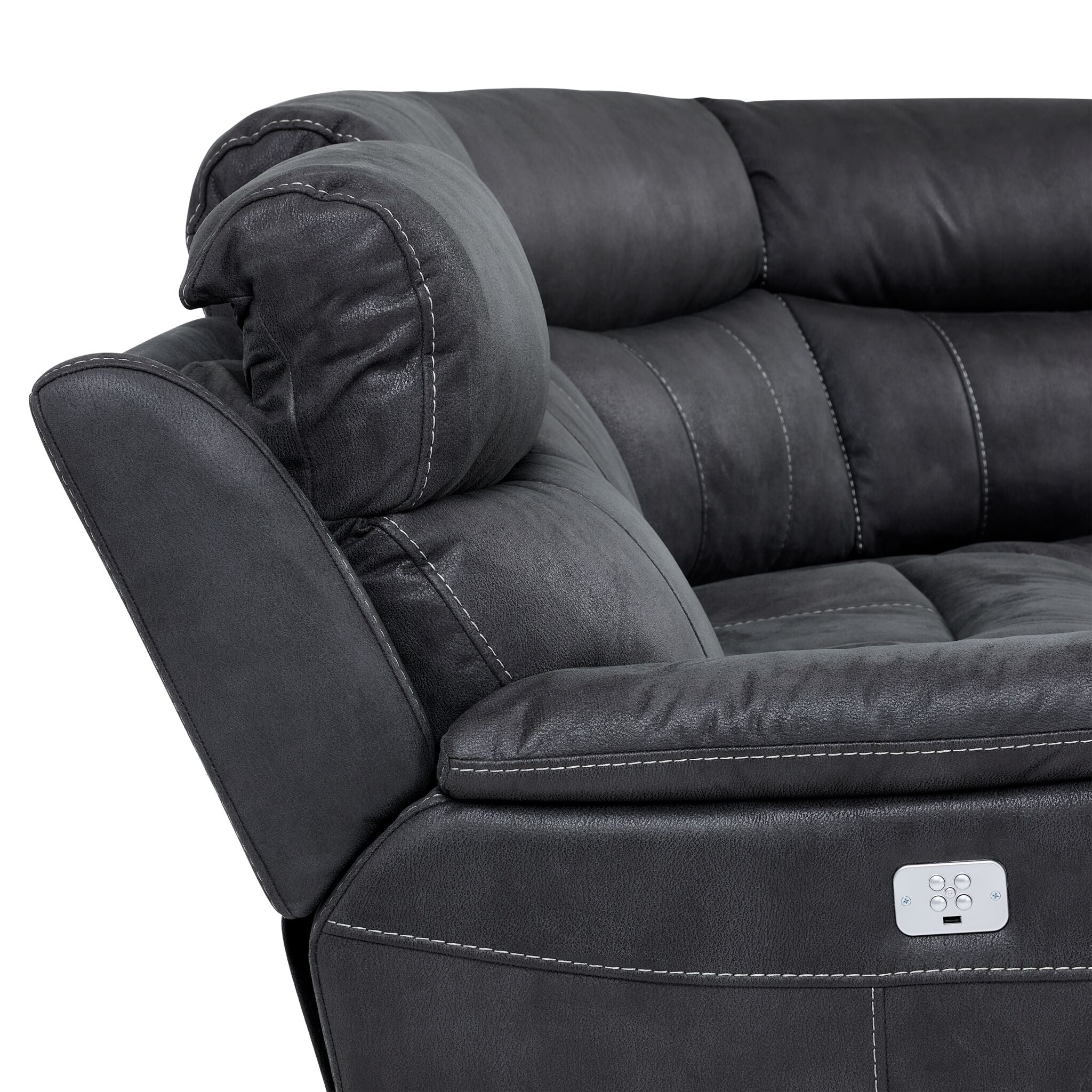 Haven 5-Piece Dual Power Reclining Sectional - Grey - Image 6