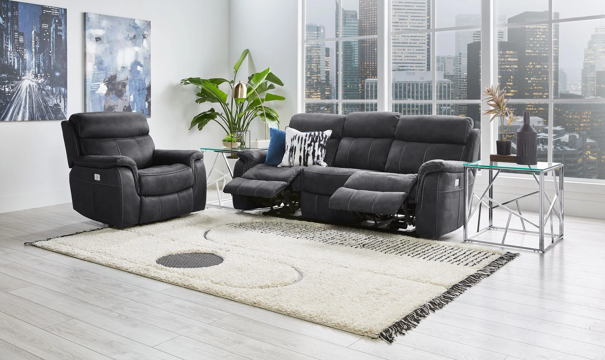 Haven Dual Power Reclining Chair - Grey - Image 2