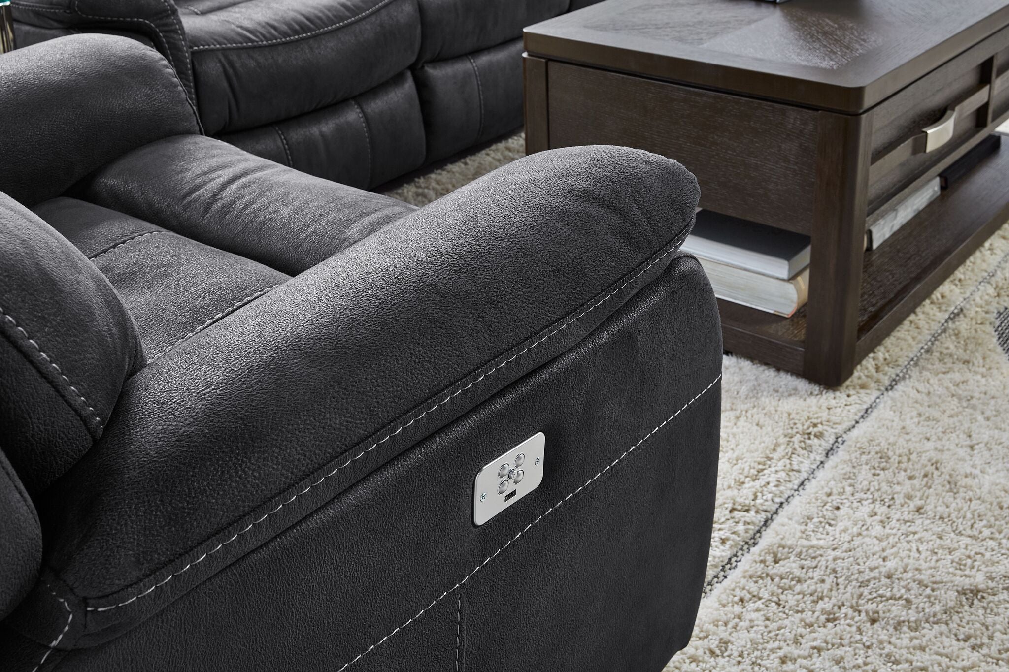Haven Dual Power Reclining Chair - Grey - Image 3