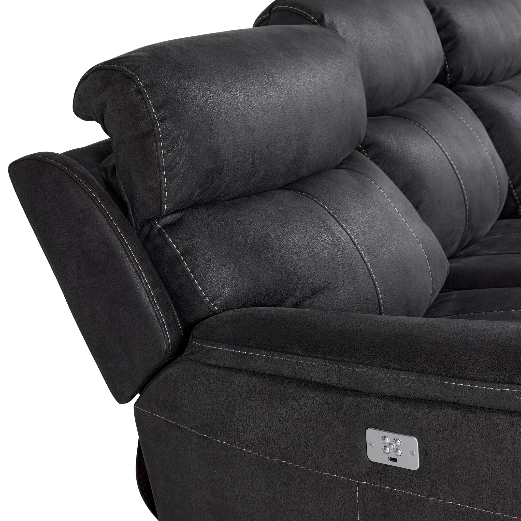 Haven Dual Power Reclining Sofa - Grey - Image 9