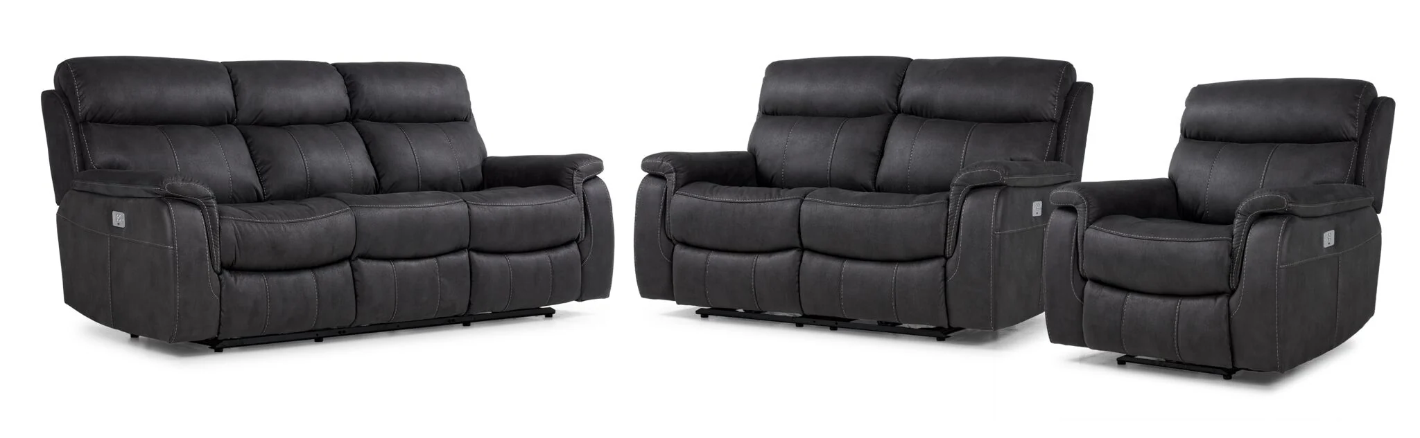 Haven Dual Power Reclining Sofa, Loveseat and Recliner Set - Grey