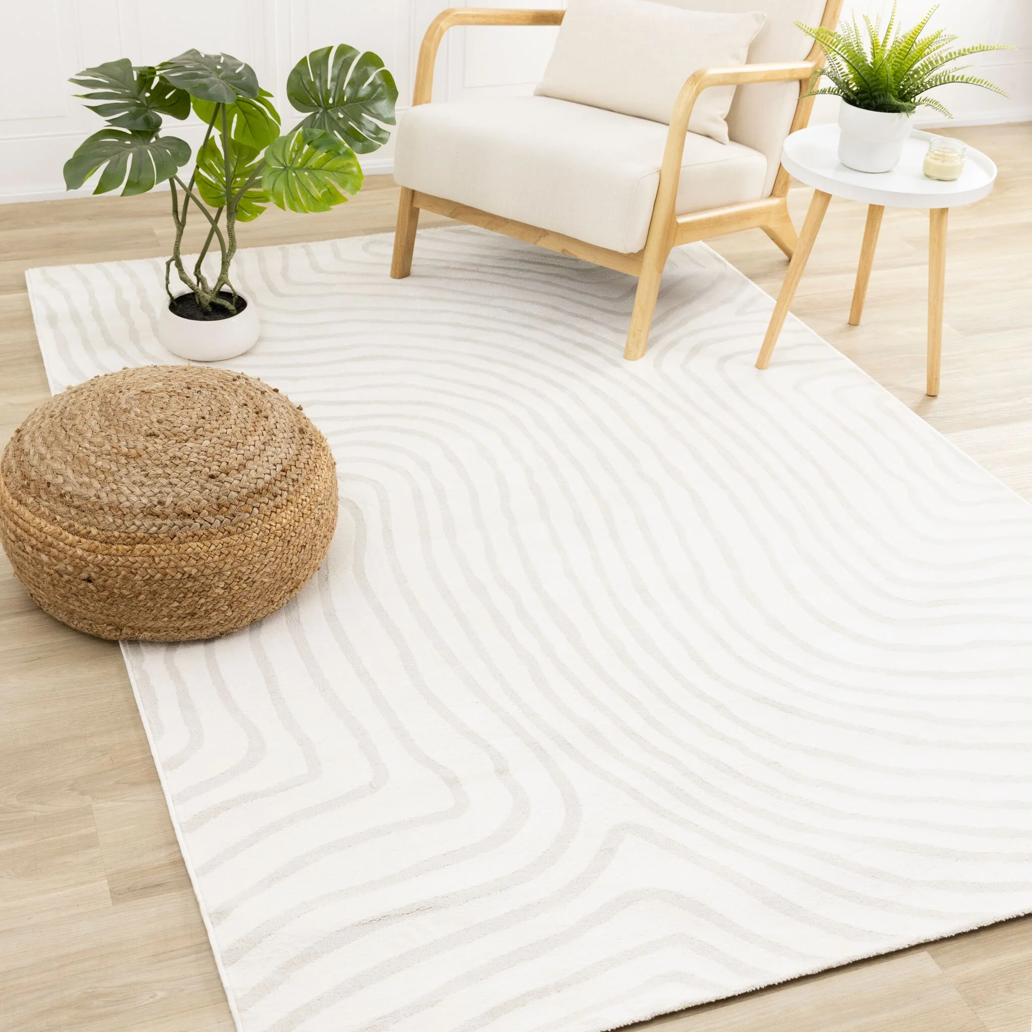 Hayden 6'7" x 9'6" Swirling Lines Area Rug - Grey - Image 3
