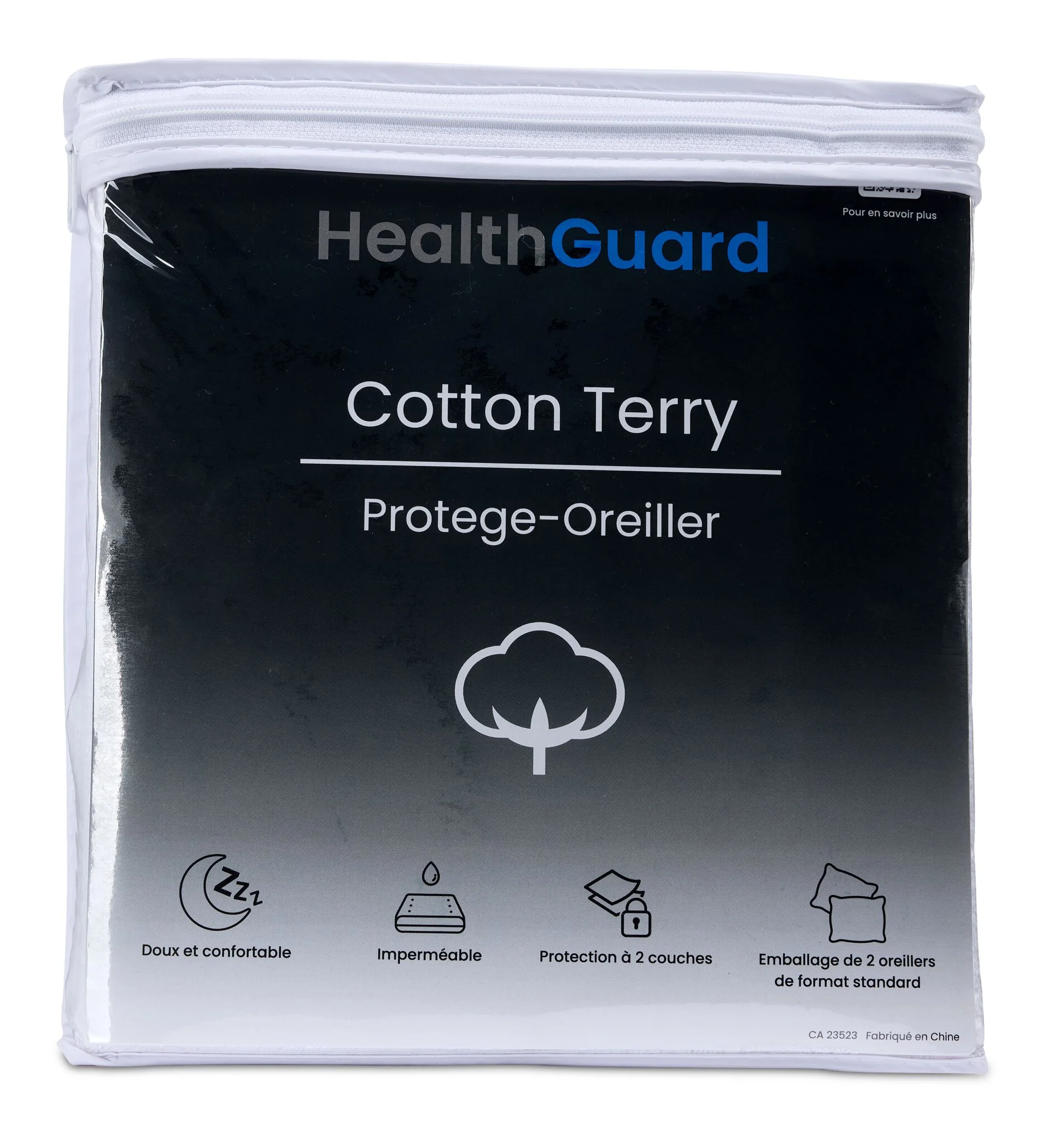 HealthGuard Premium Terry Waterproof Standard Pillow Protector - 2PK - Image 2