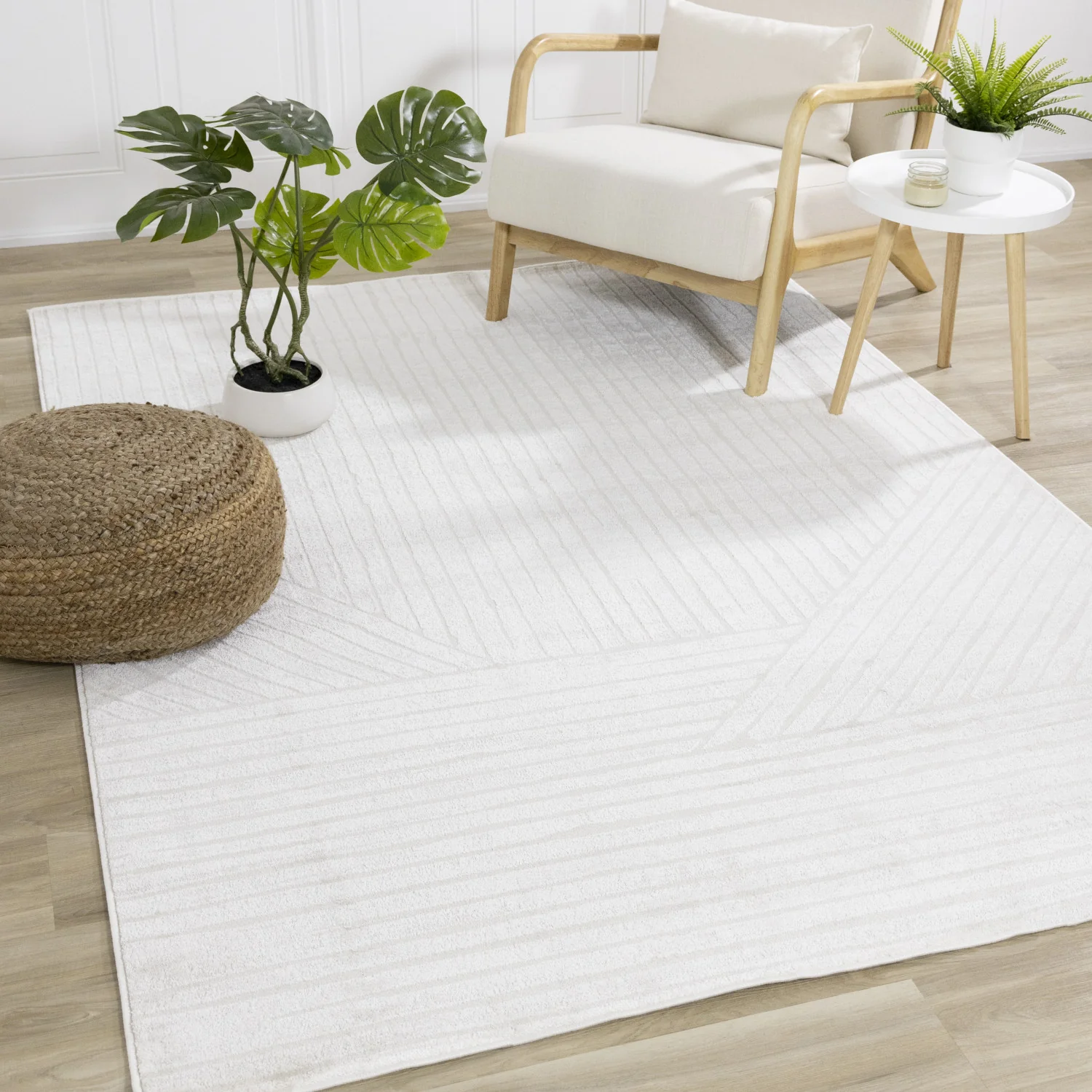 Hillary Modern Lines Area Rug - 5' X 8' - Cream - Image 2