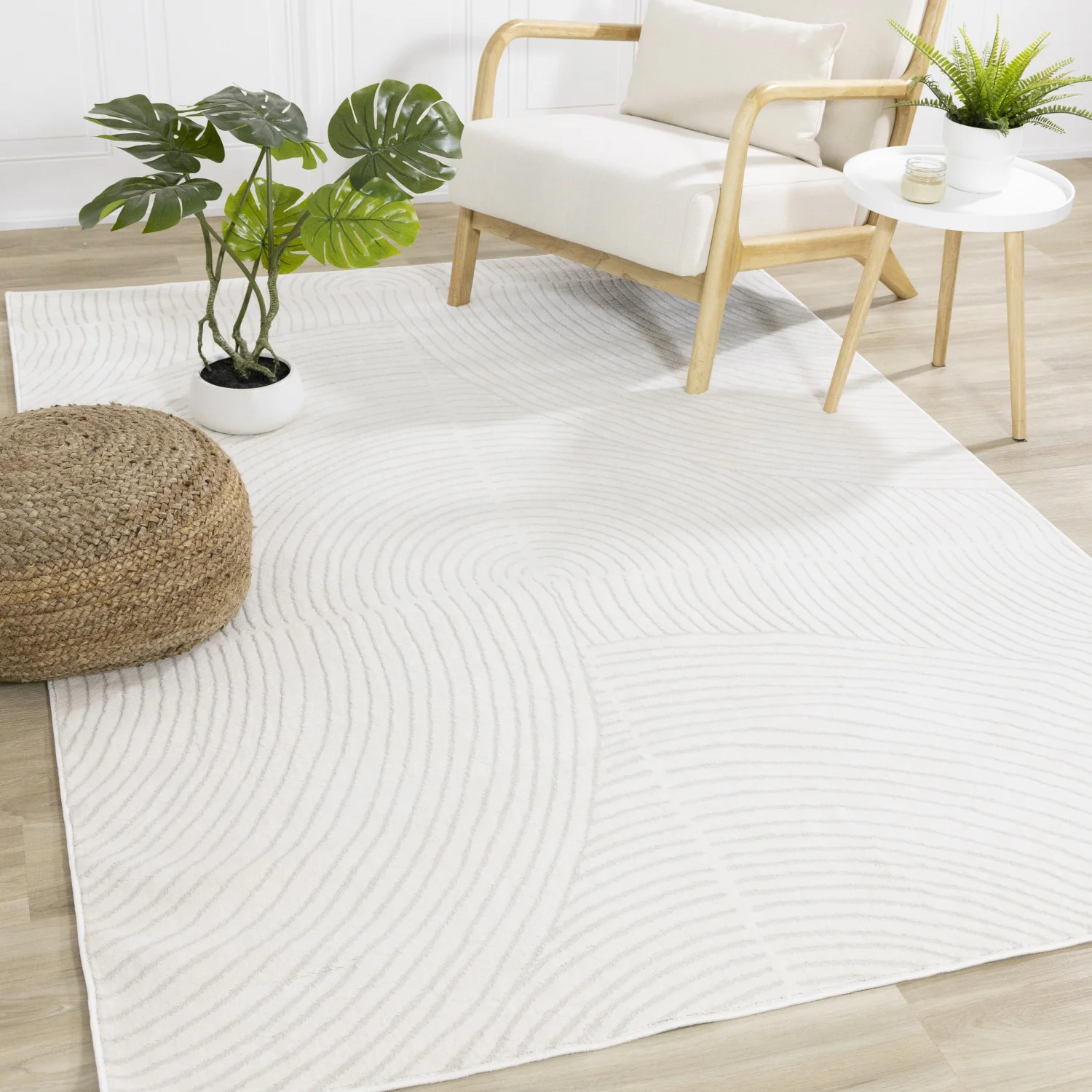 Hillary Modern Swirls Area Rug - 7' X 10' - Cream - Image 2