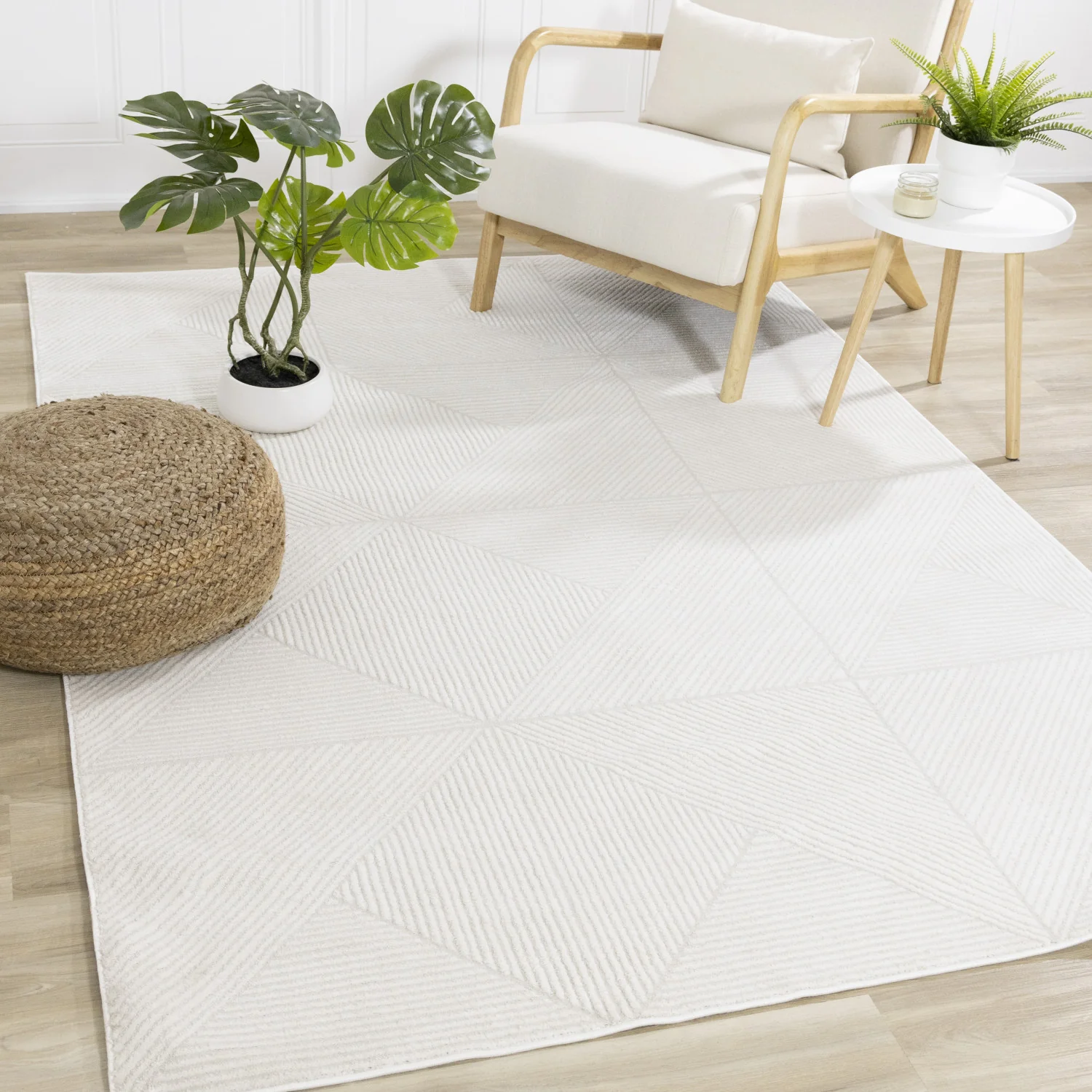 Hillary Neutral Diamonds Area Rug - 8' X 11' - Cream - Image 2