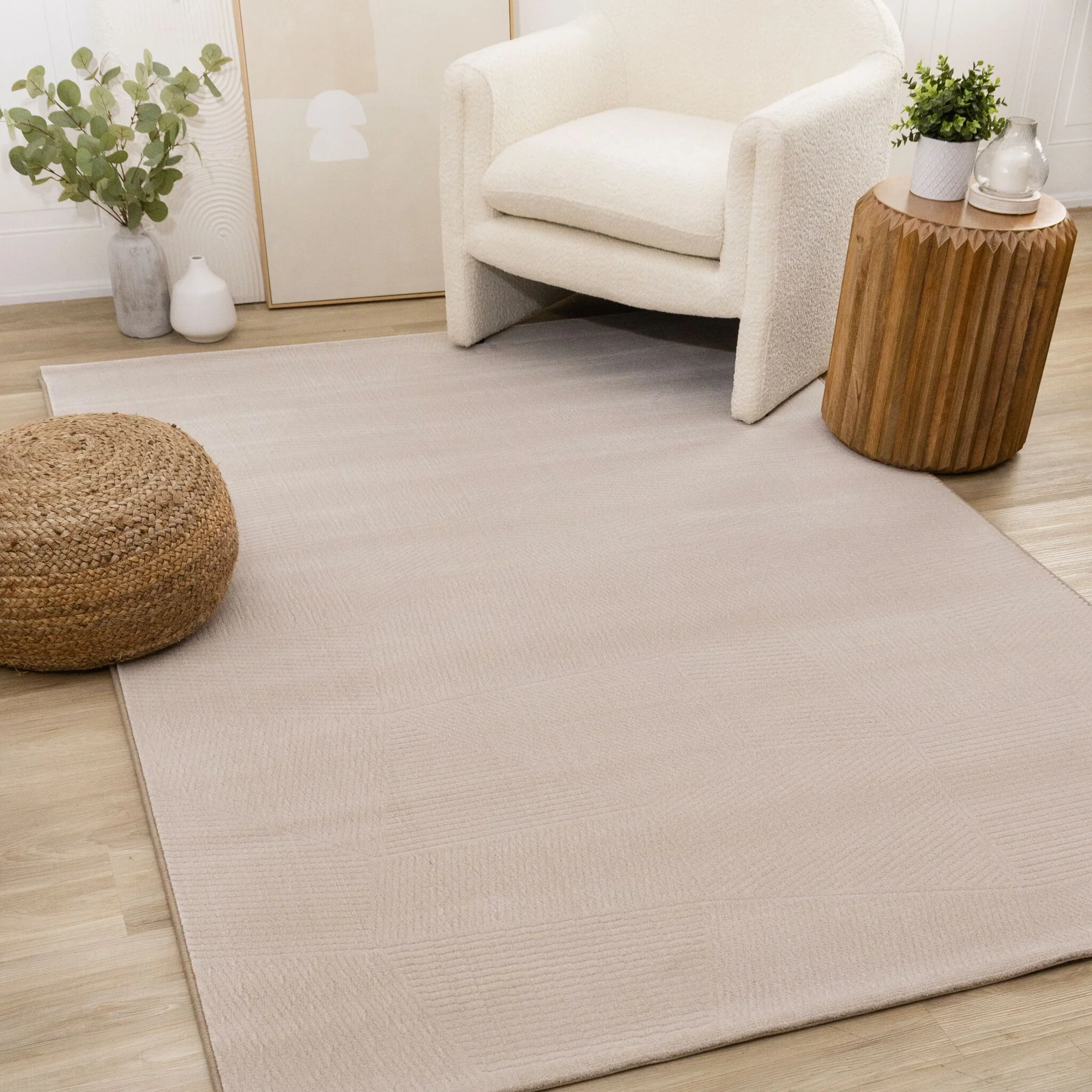 Himalaya 5'3" x 7'7" Striped Geometic Shape Area Rug - Taupe - Image 2