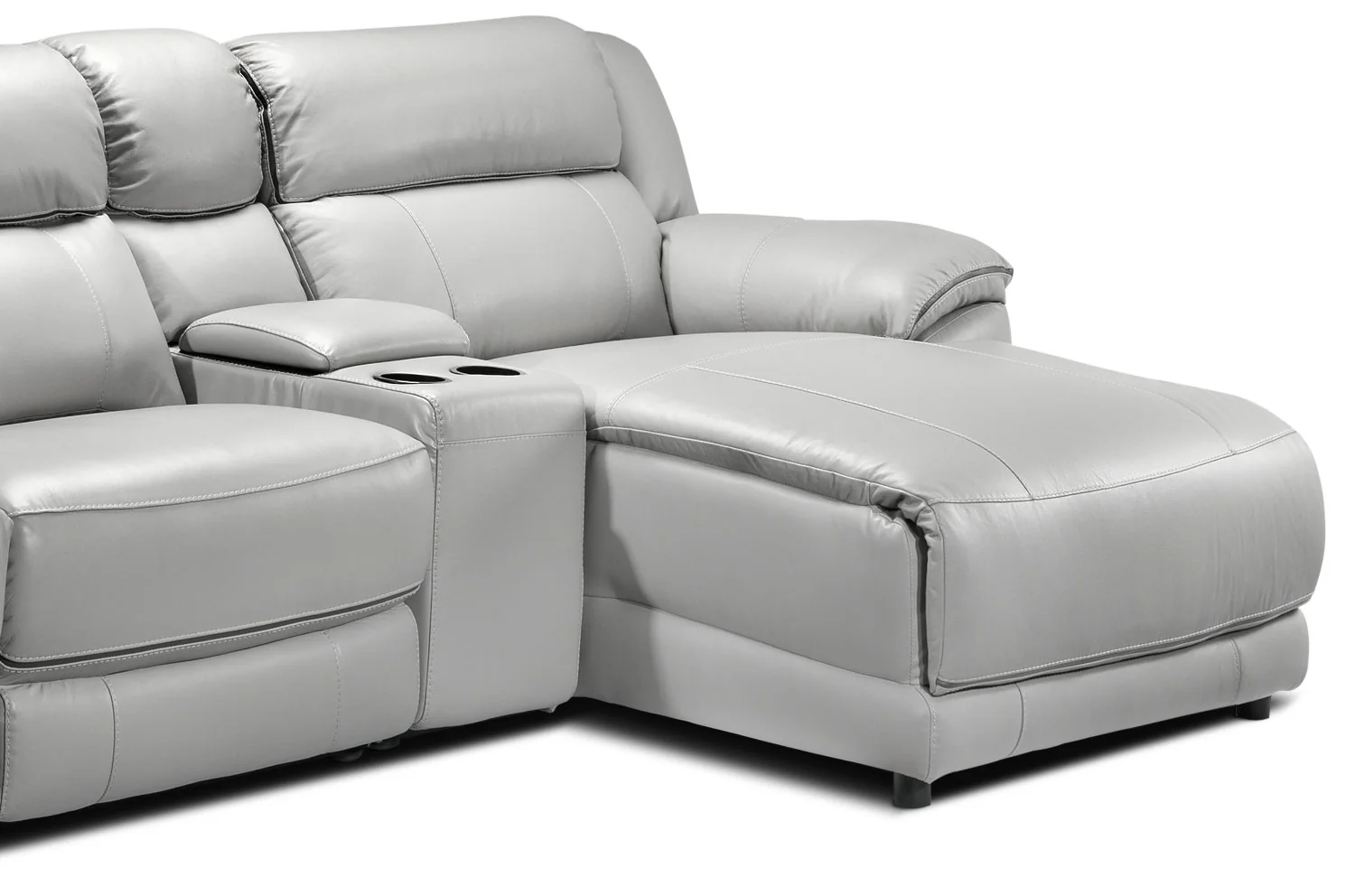 Holton Leather 4-Piece Sectional with Right-Facing Chaise - Grey - Image 3
