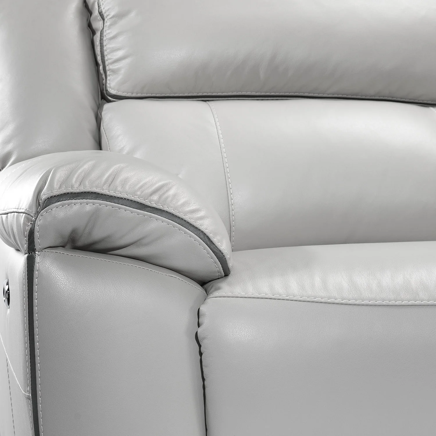 Holton Leather 4-Piece Sectional with Right-Facing Chaise - Grey - Image 7