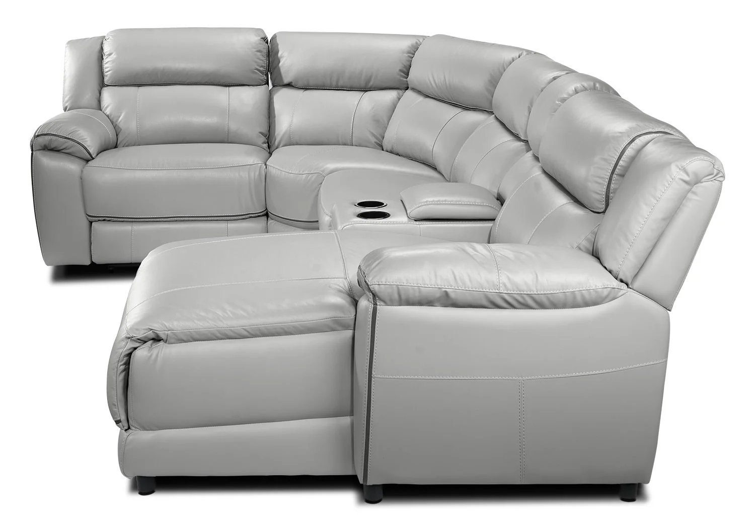 Holton Leather 5-Piece Sectional with Right-Facing Chaise - Grey - Image 6