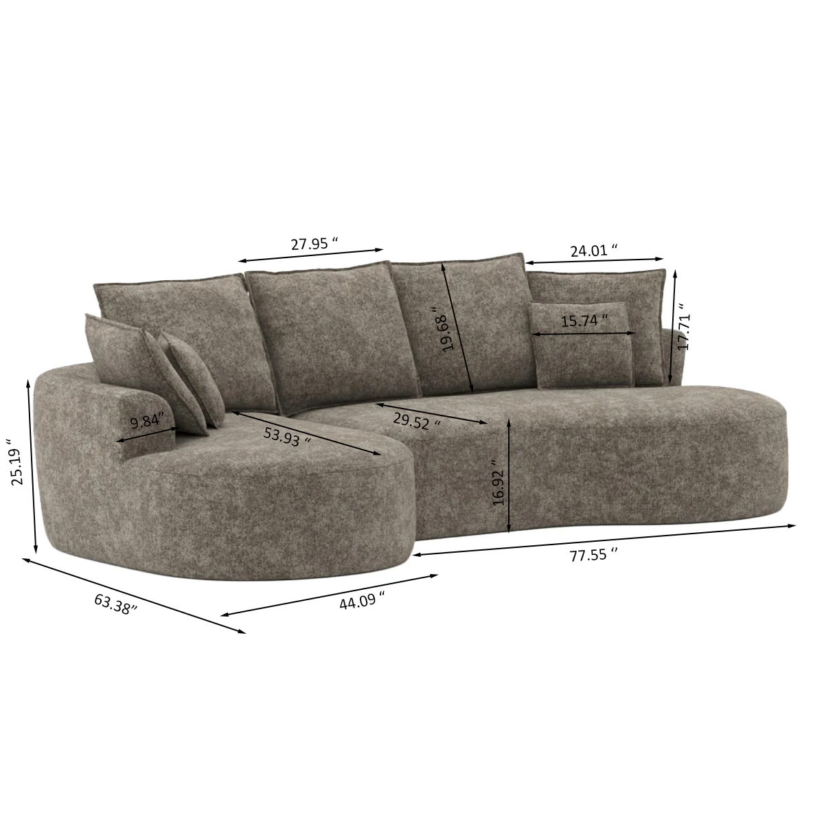Ibiza All Foam Sectional - Brown - Image 6