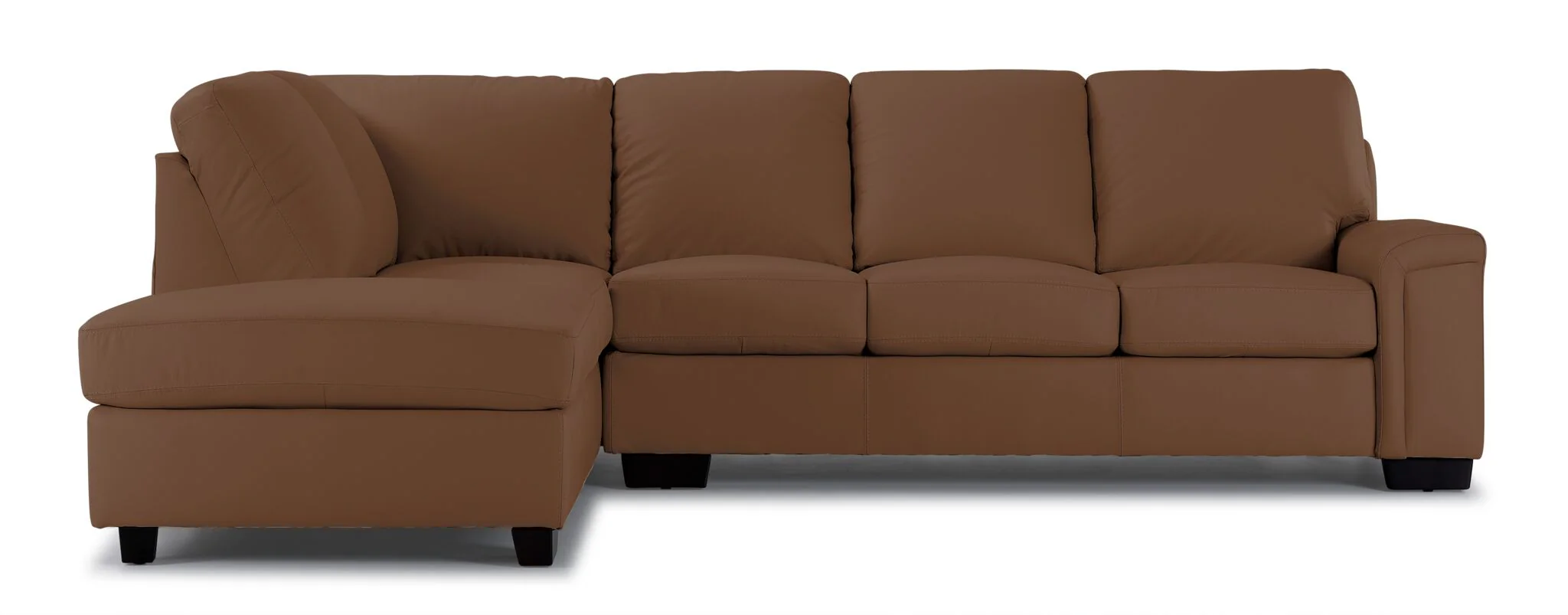 Icon Leather 2-Piece Sectional with Left Facing Chaise - Saddle - Image 2