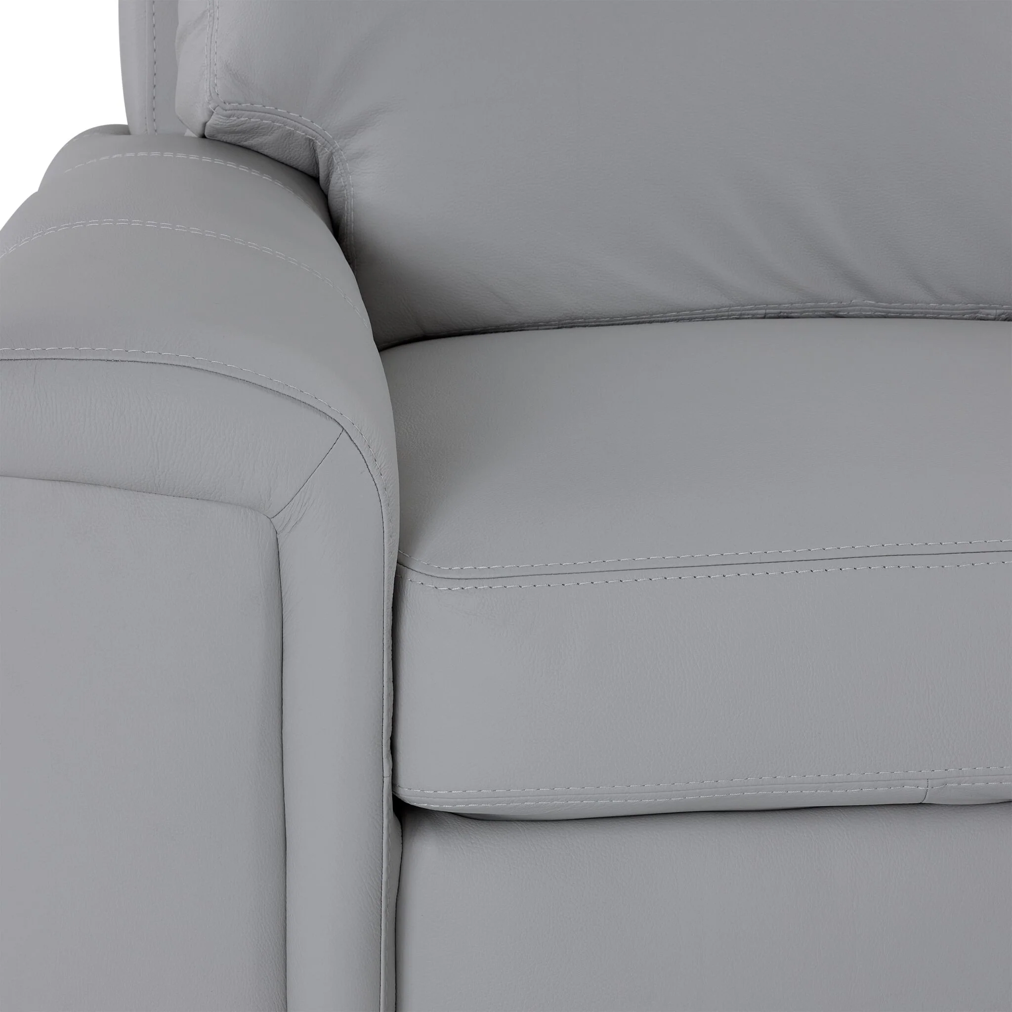 Icon Leather 2-Piece Sectional with Left Facing Chaise - Silver Grey - Image 3