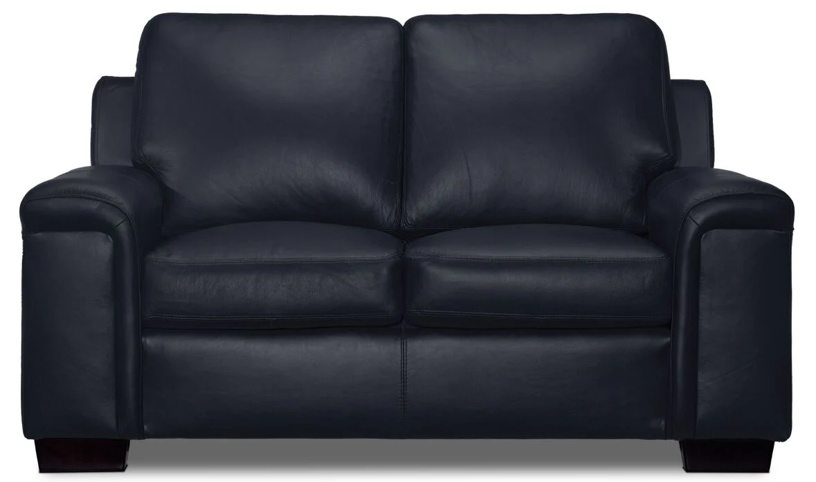 Icon Leather Loveseat - Navy - Image 2