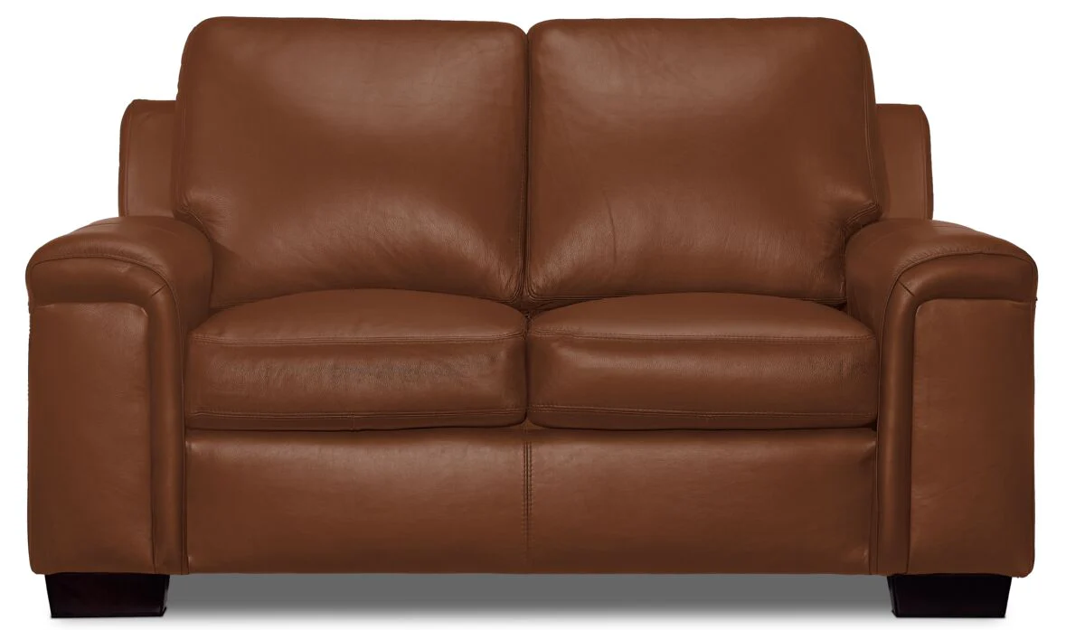 Icon Leather Loveseat - Saddle - Image 2