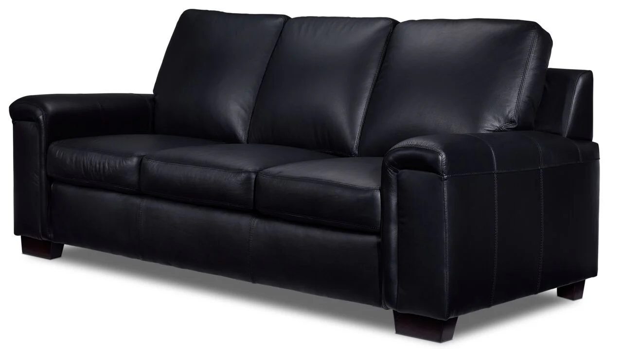 Icon Leather Sofa and Chair Set- Black - Image 2